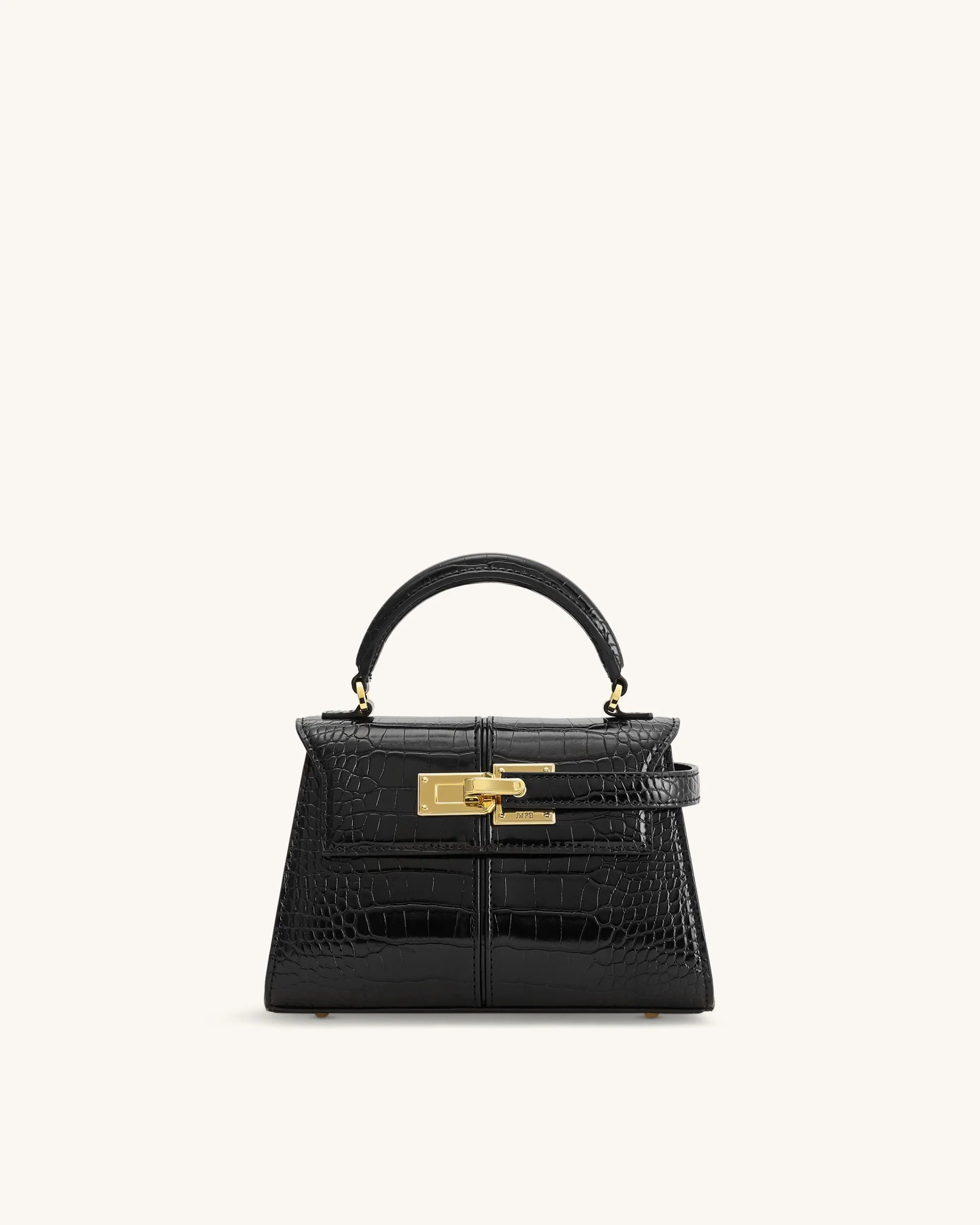 Elise Handtasche mit Henkel - Schwarzes Krokoprägung