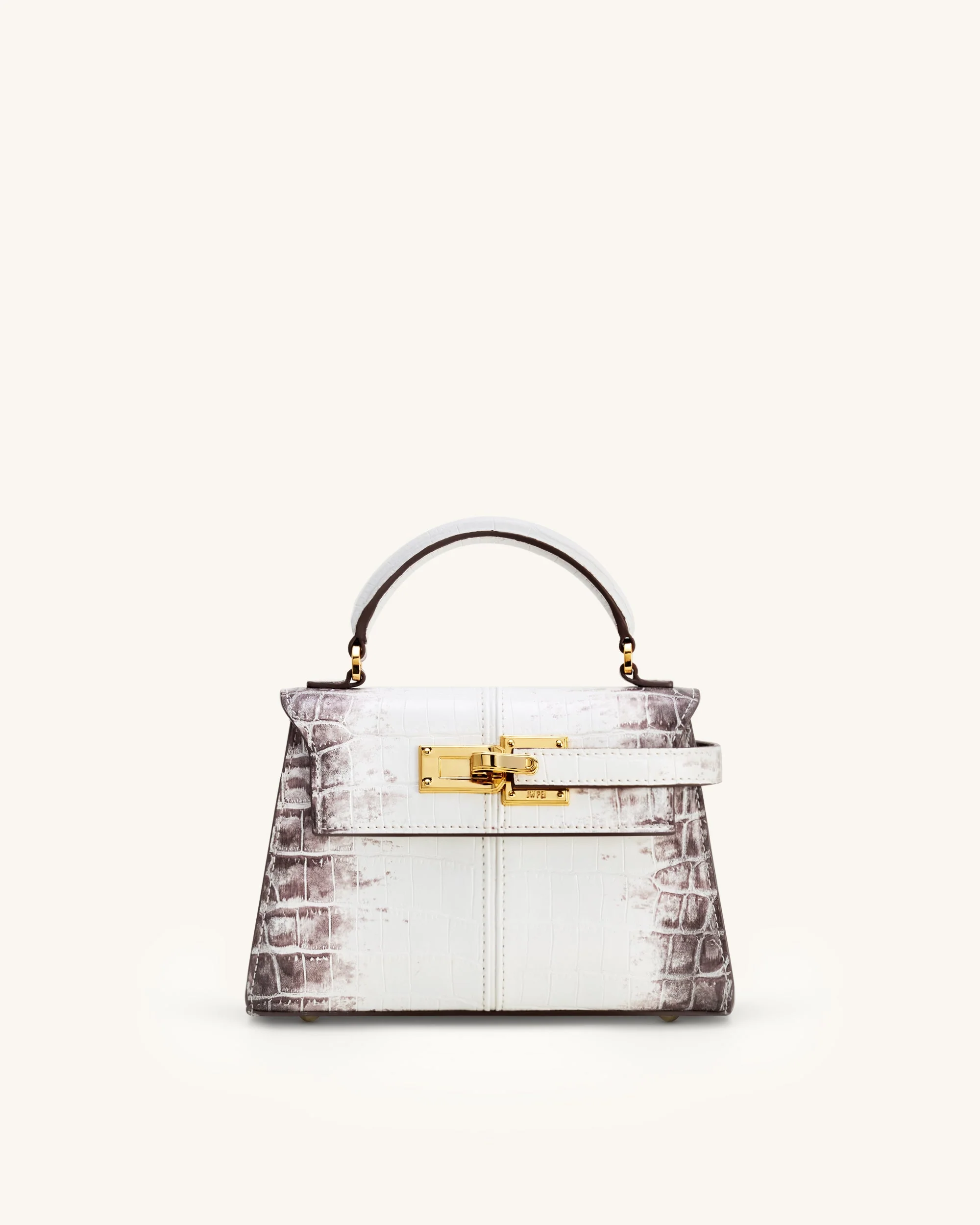 Elise Henkeltasche mit Krokoprägung - Weiß