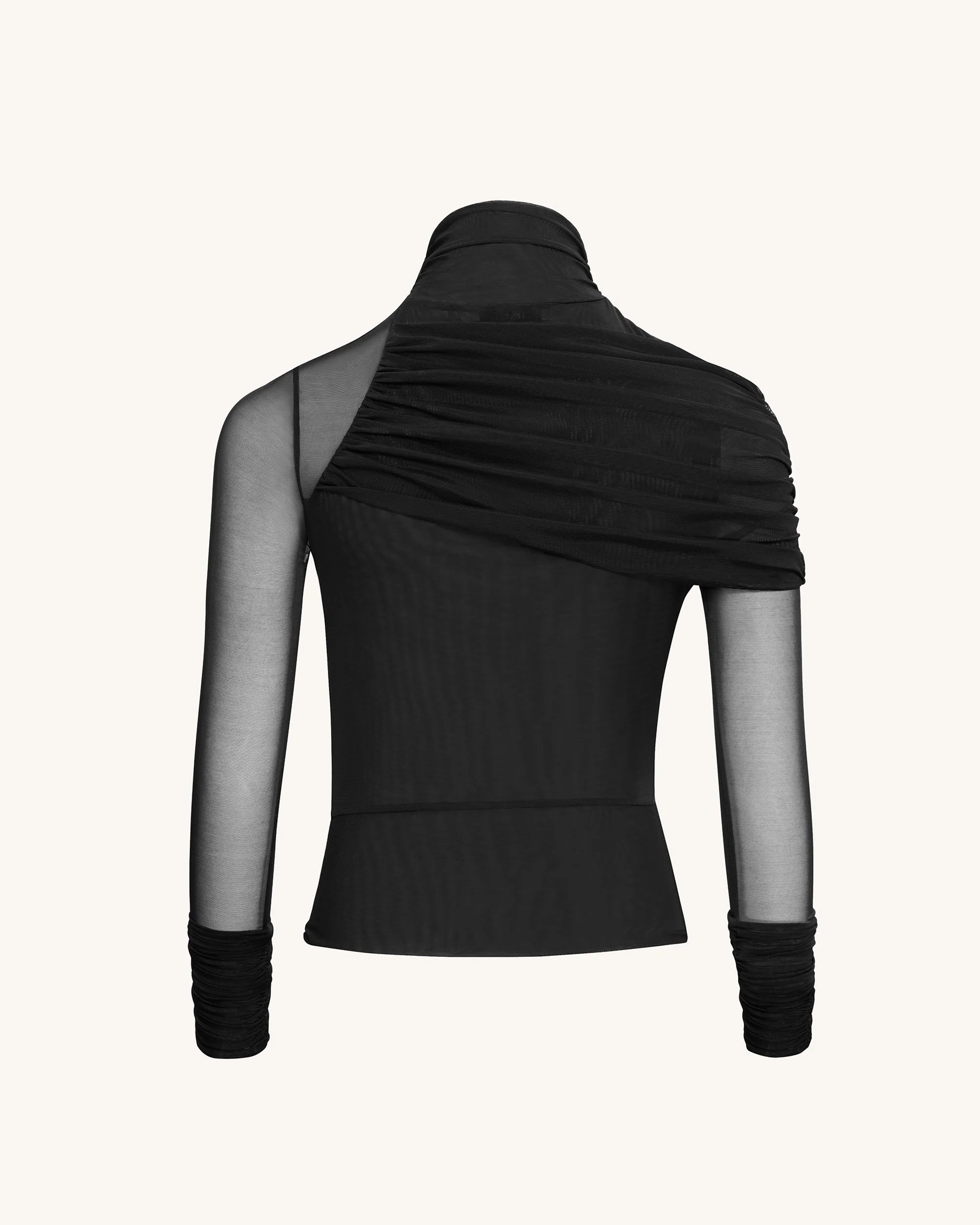 Ella Transparente Rüschen-Rollkragenbluse - Schwarz - Image 5