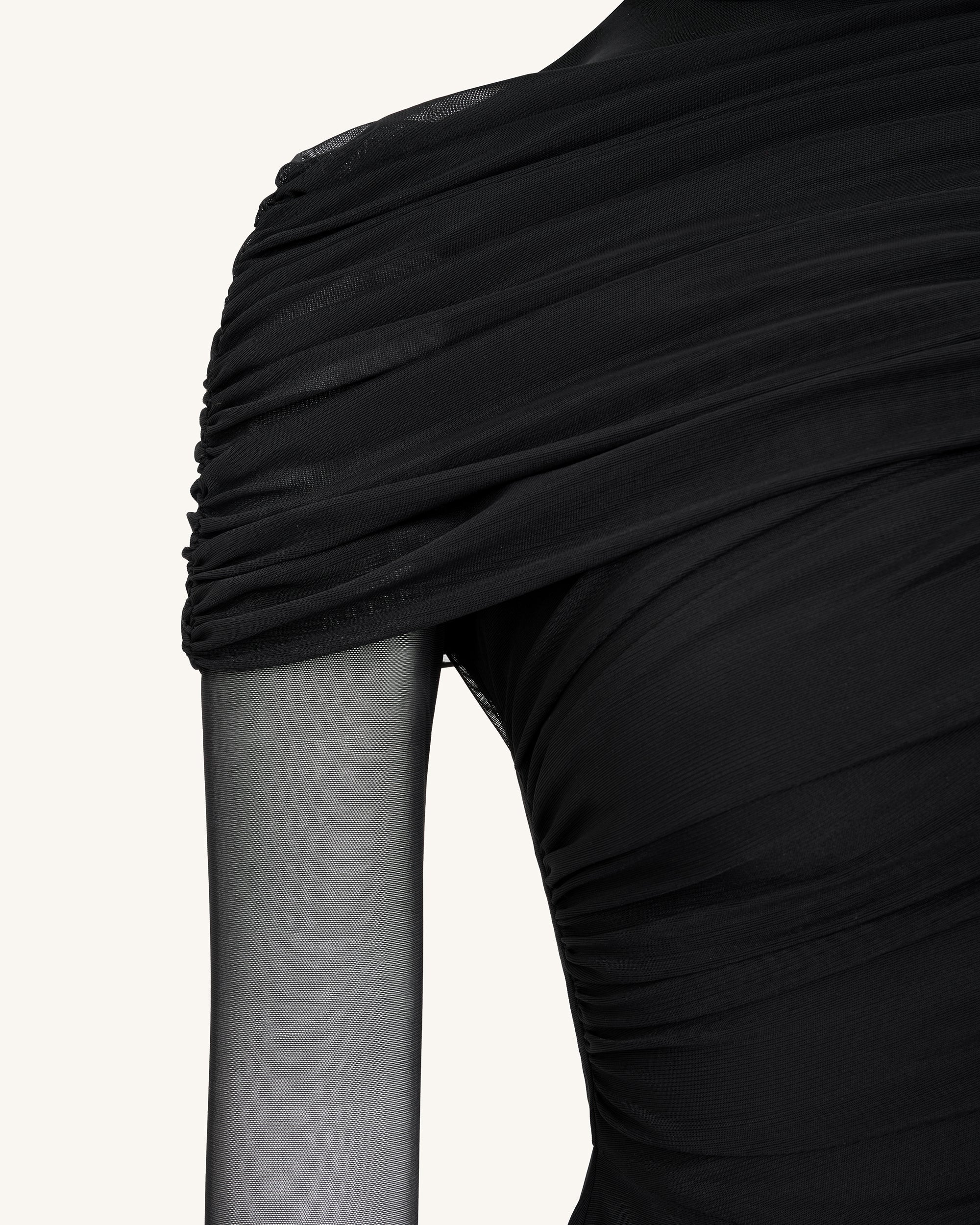 Ella Transparente Rüschen-Rollkragenbluse - Schwarz - Image 6