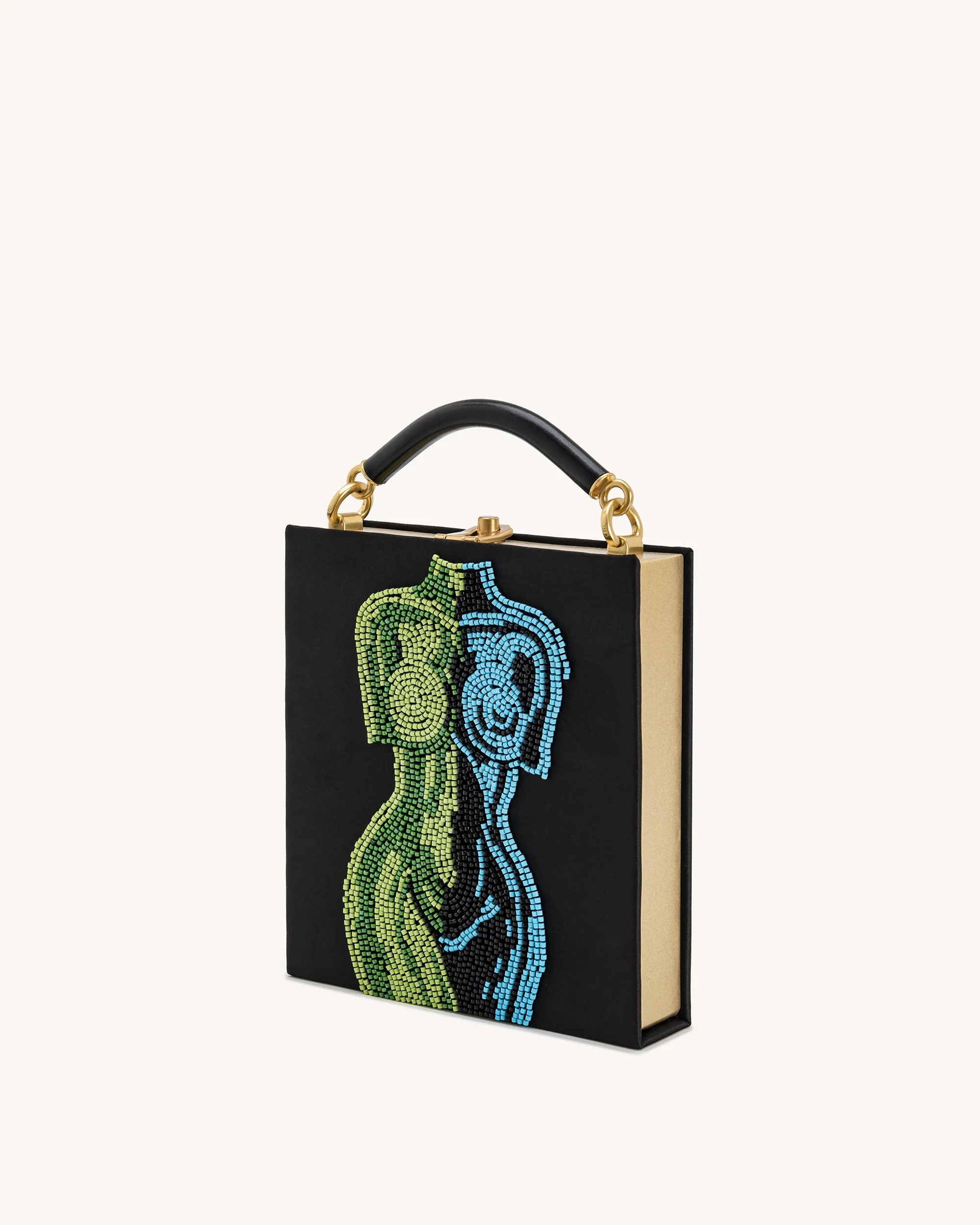 Elle Bunte, perlenbesetzte Buch-Henkeltasche - Schwarz - Image 2