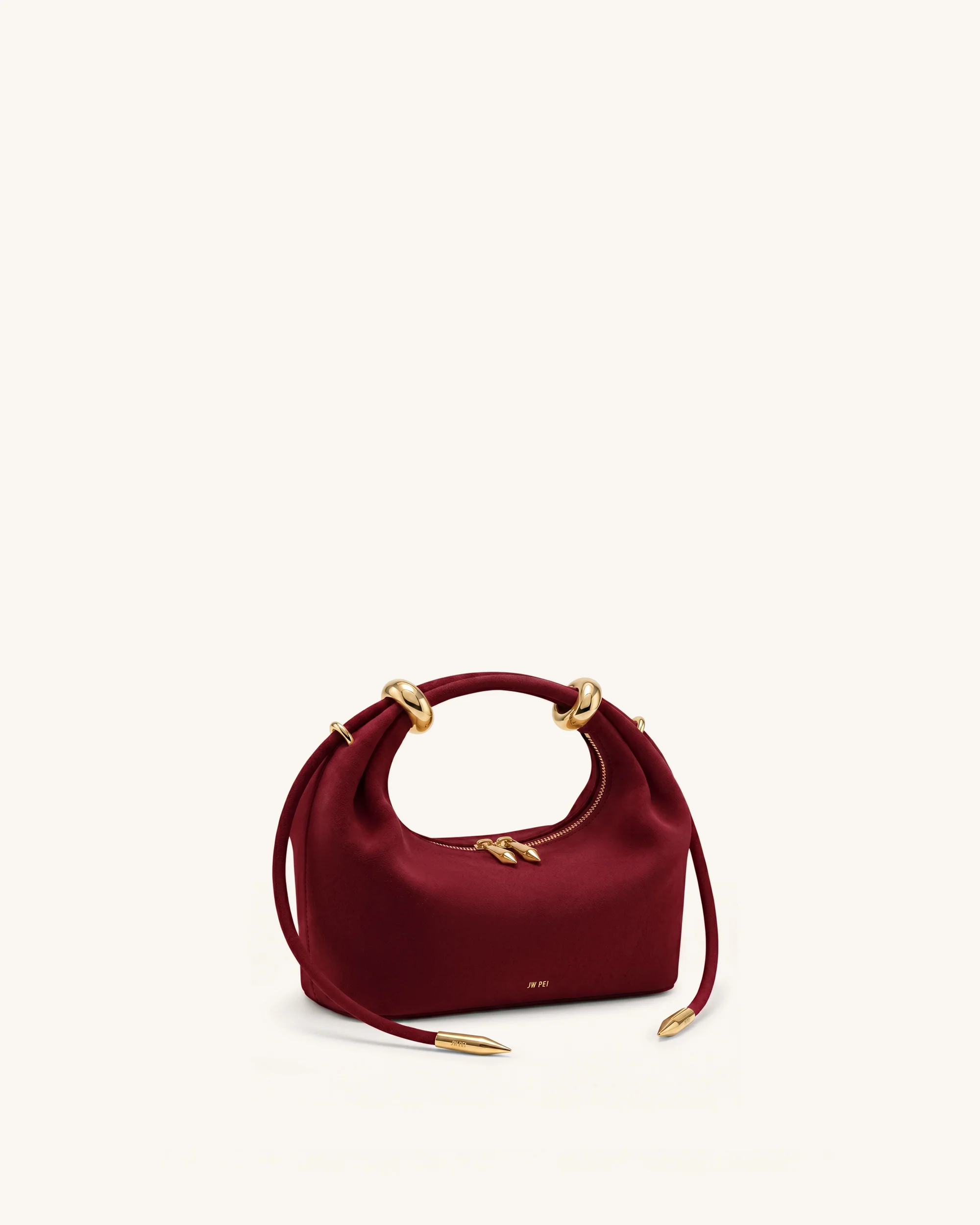 Ellie Henkeltasche aus Wildlederimitat mit Metallring-Verzierung - Burgund - Image 2