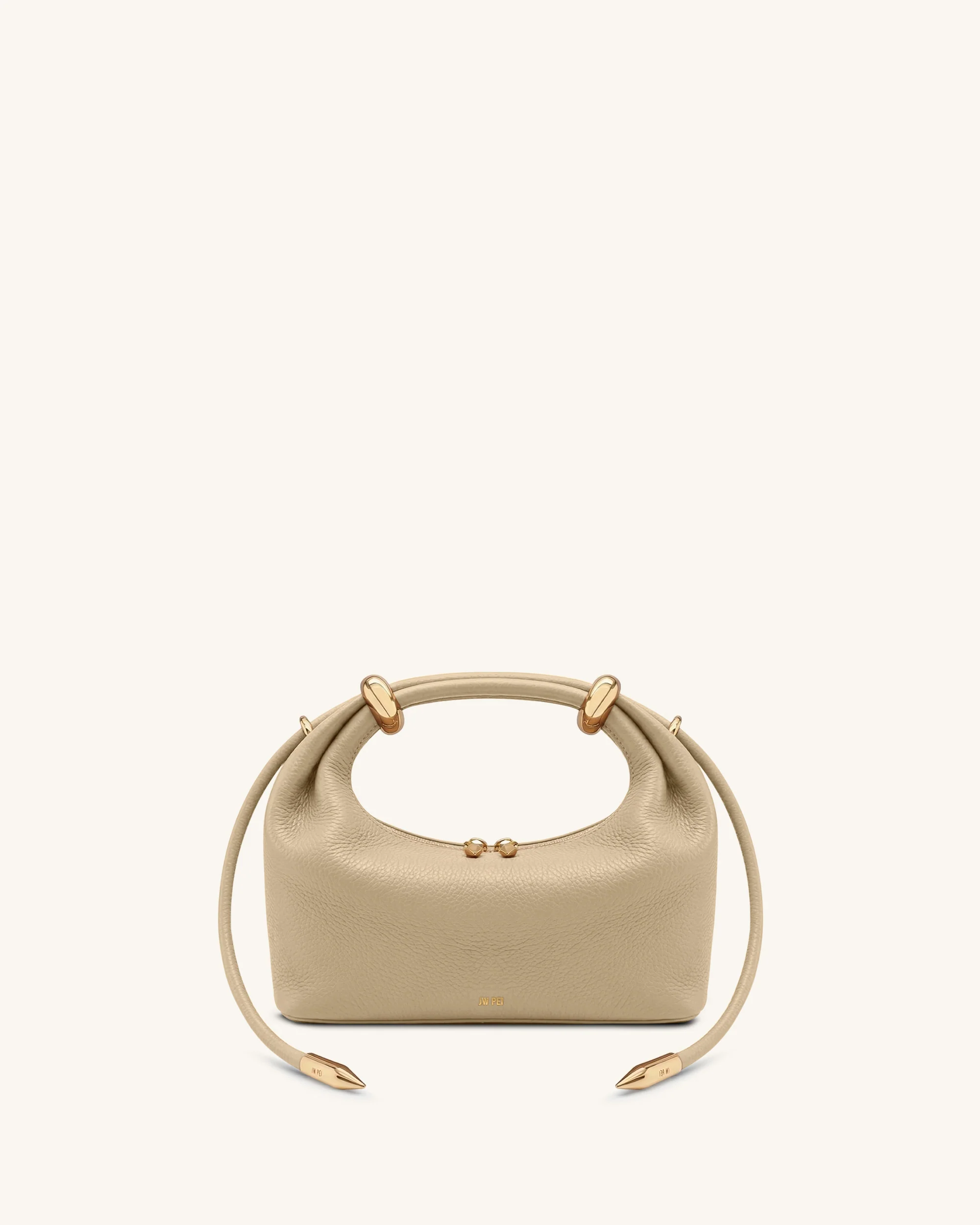 Ellie Henkeltasche mit Metallring-Verzierung - Beige