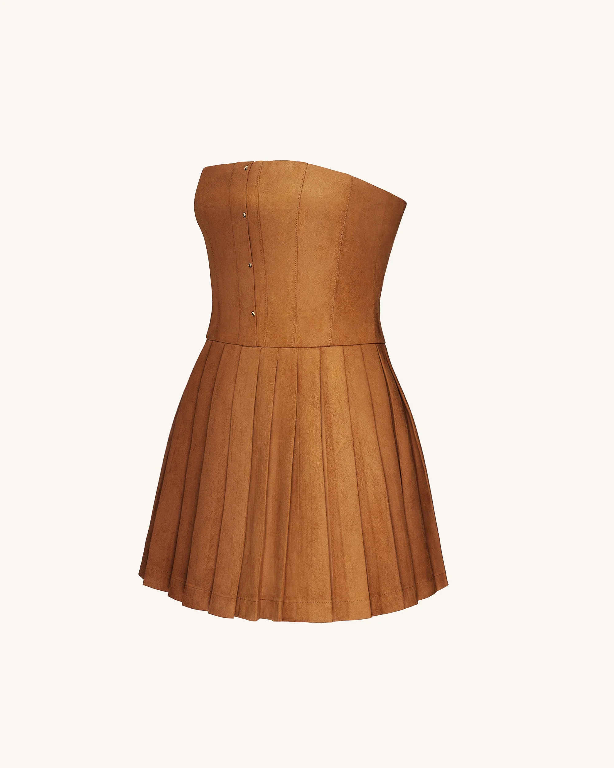 Ellie Plissiertes Samtkleid - Karamell - Image 4