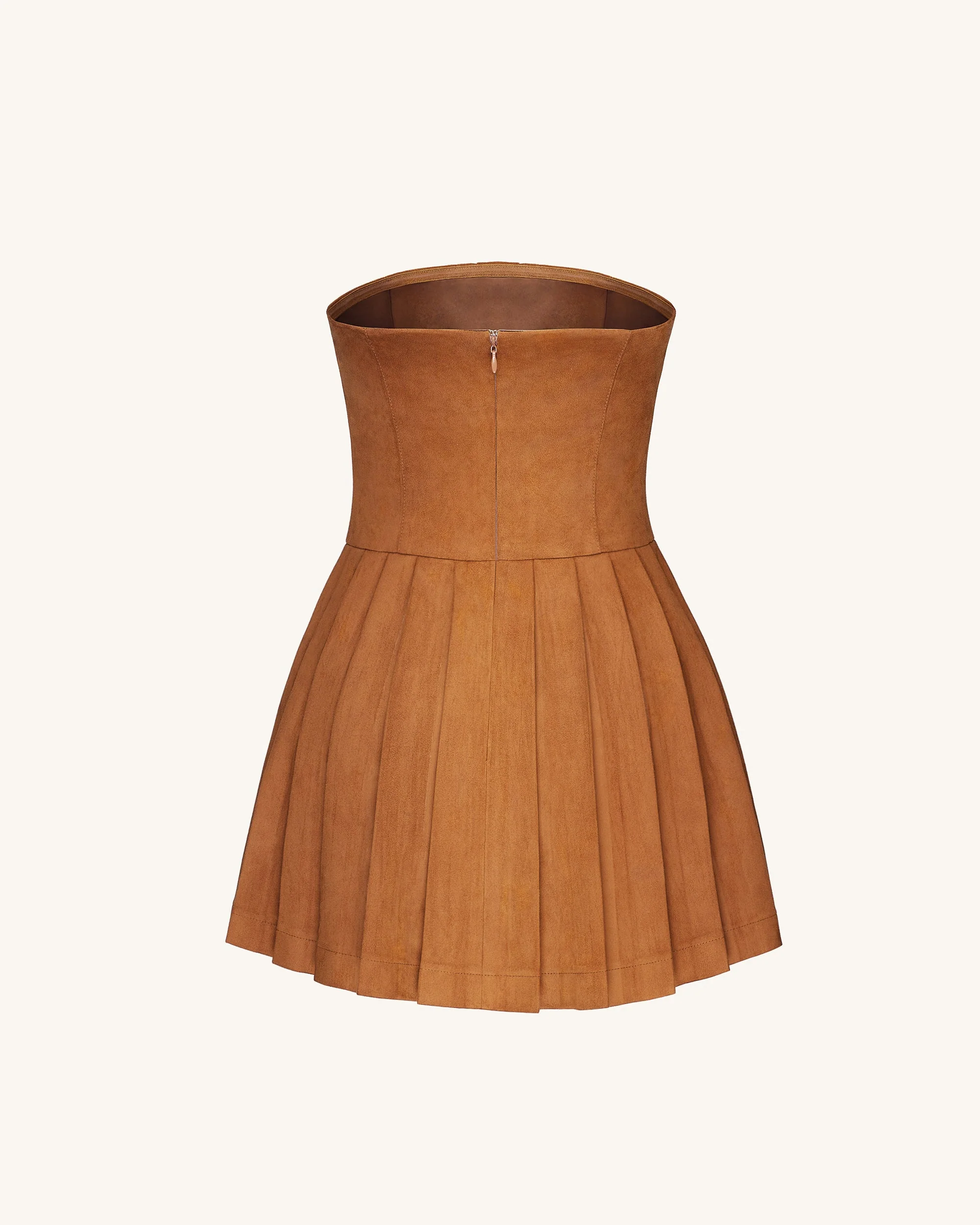 Ellie Plissiertes Samtkleid - Karamell - Image 5