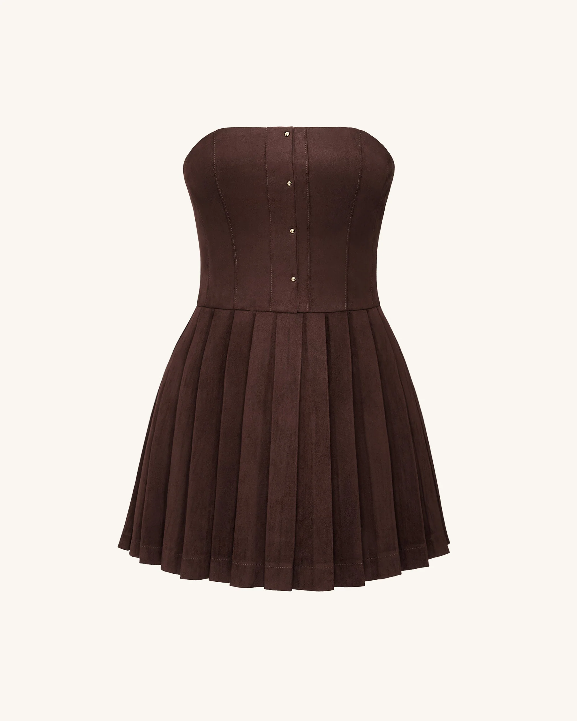 Ellie Plissiertes Samtkleid - Schokoladenbraun - Image 3