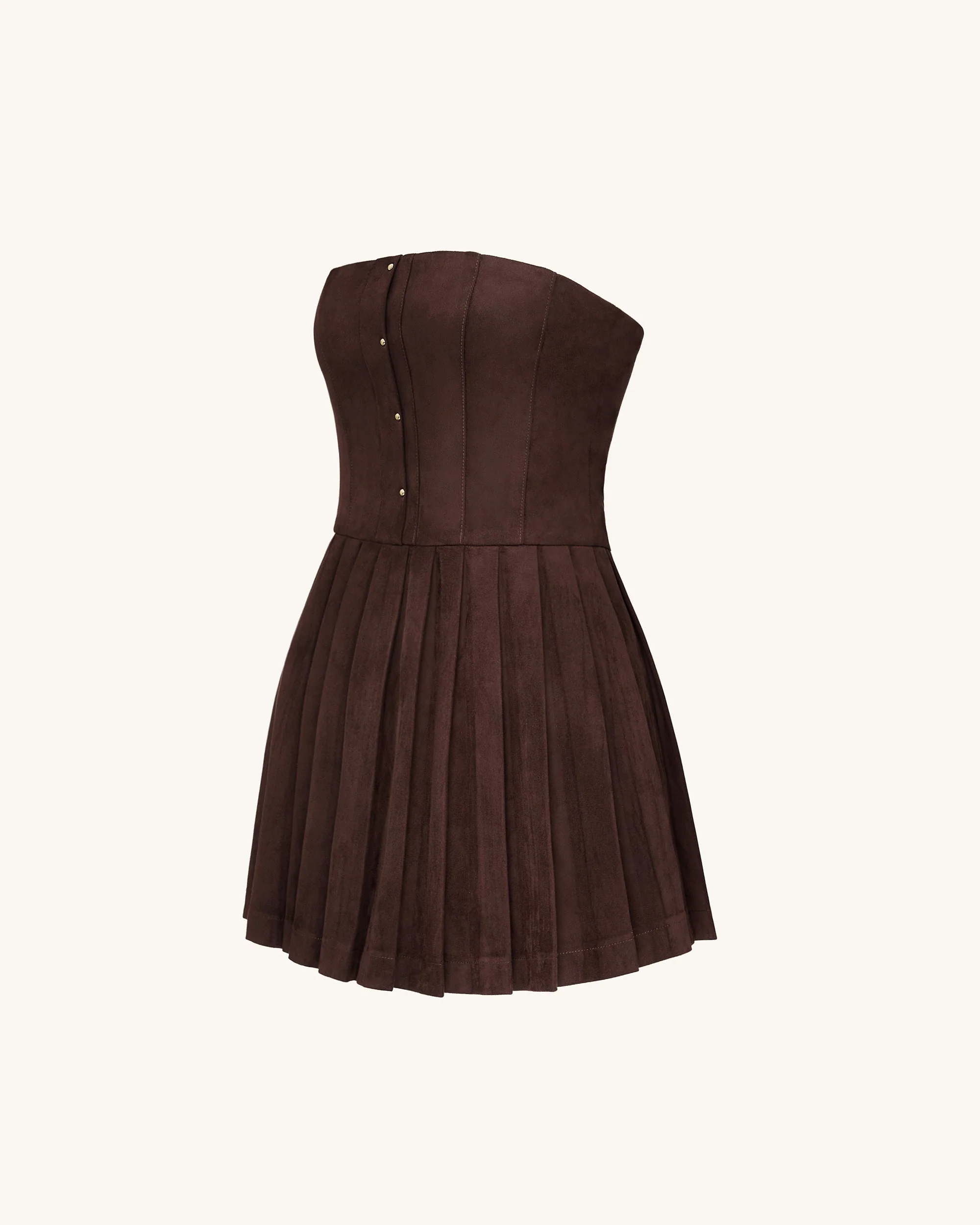 Ellie Plissiertes Samtkleid - Schokoladenbraun - Image 4