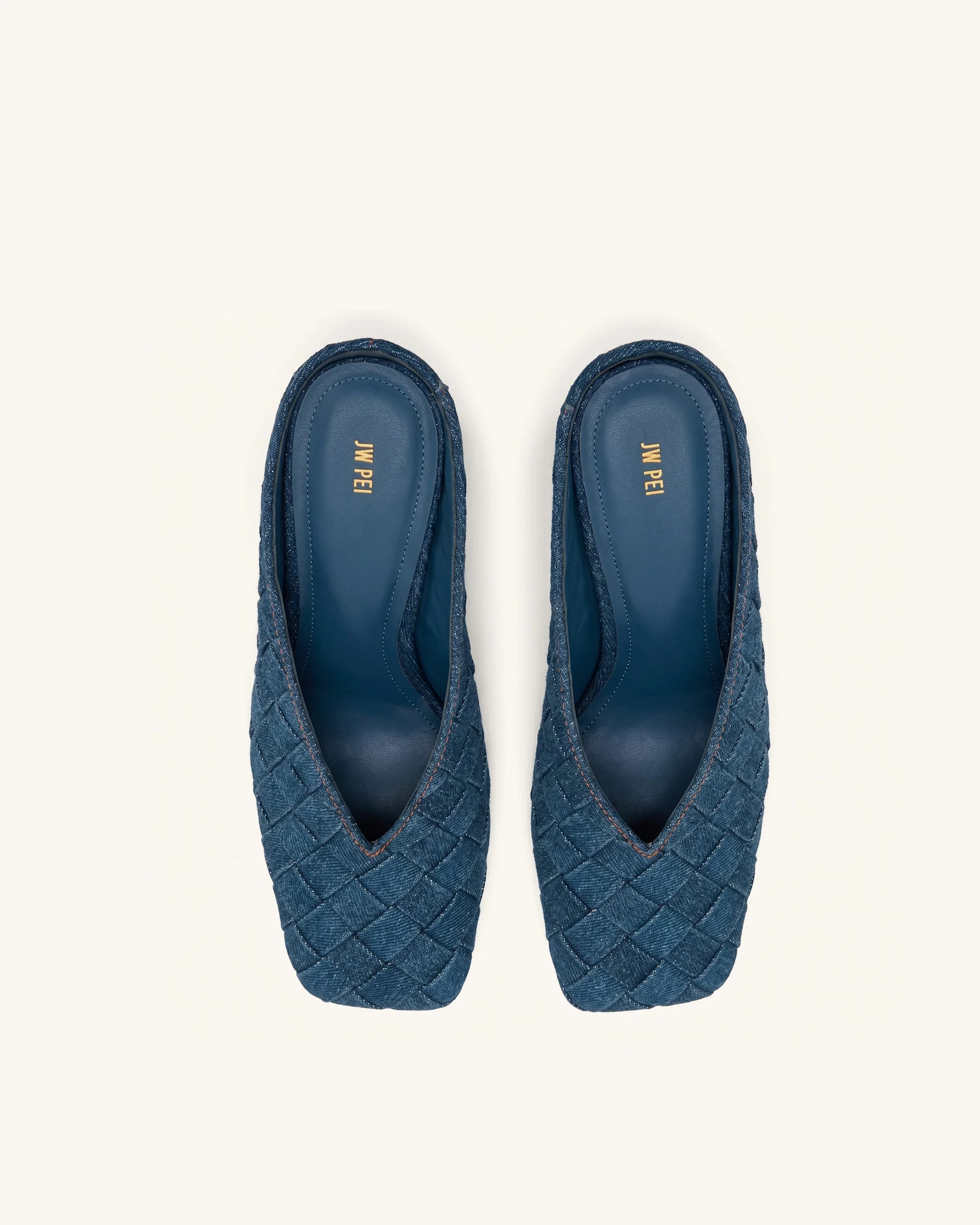 Ellie Geflochtene Mules mit Absatz und Square-Toe - Denimblau - Image 3