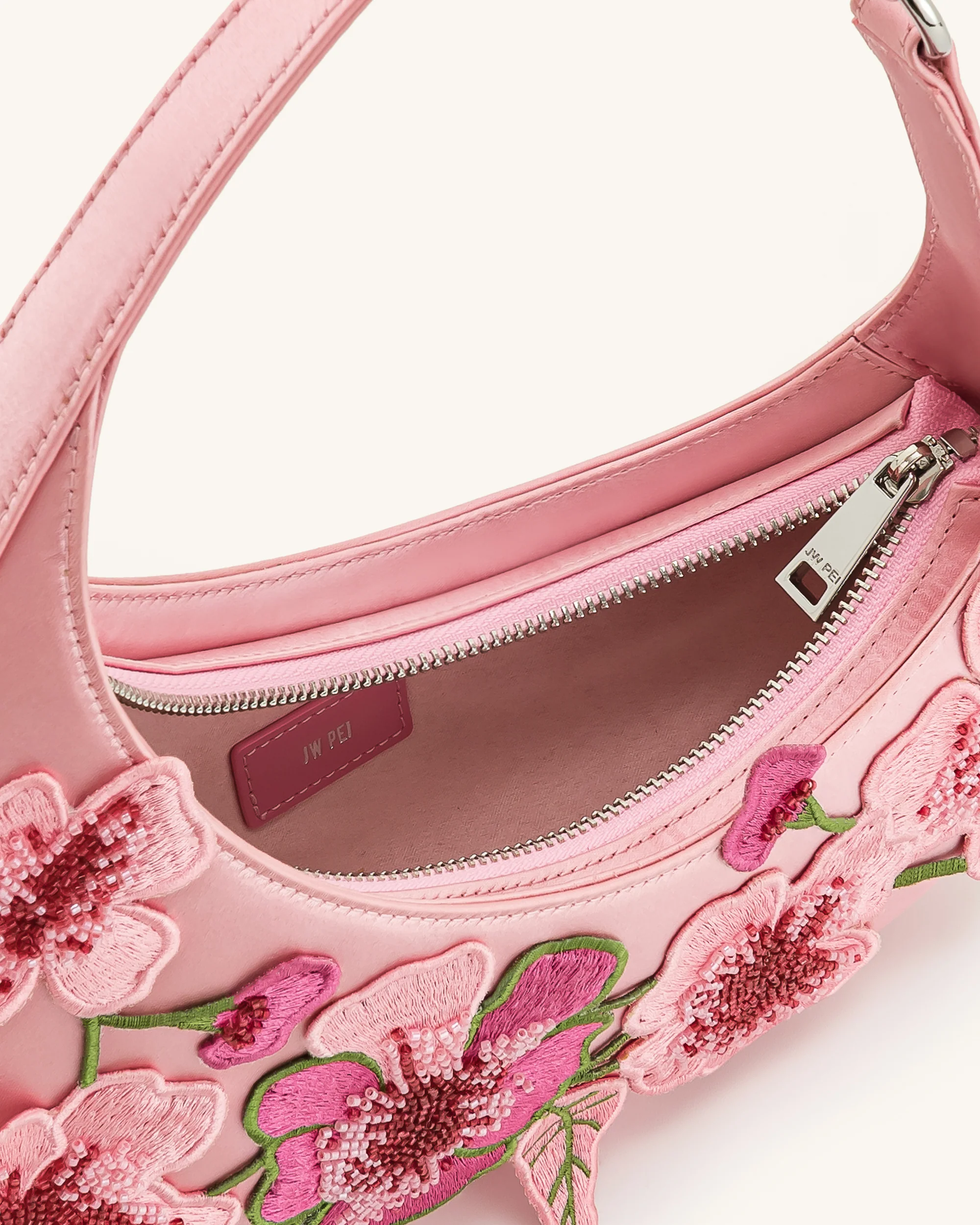 Harlee bestickte Schultertasche - Rosa - Image 5