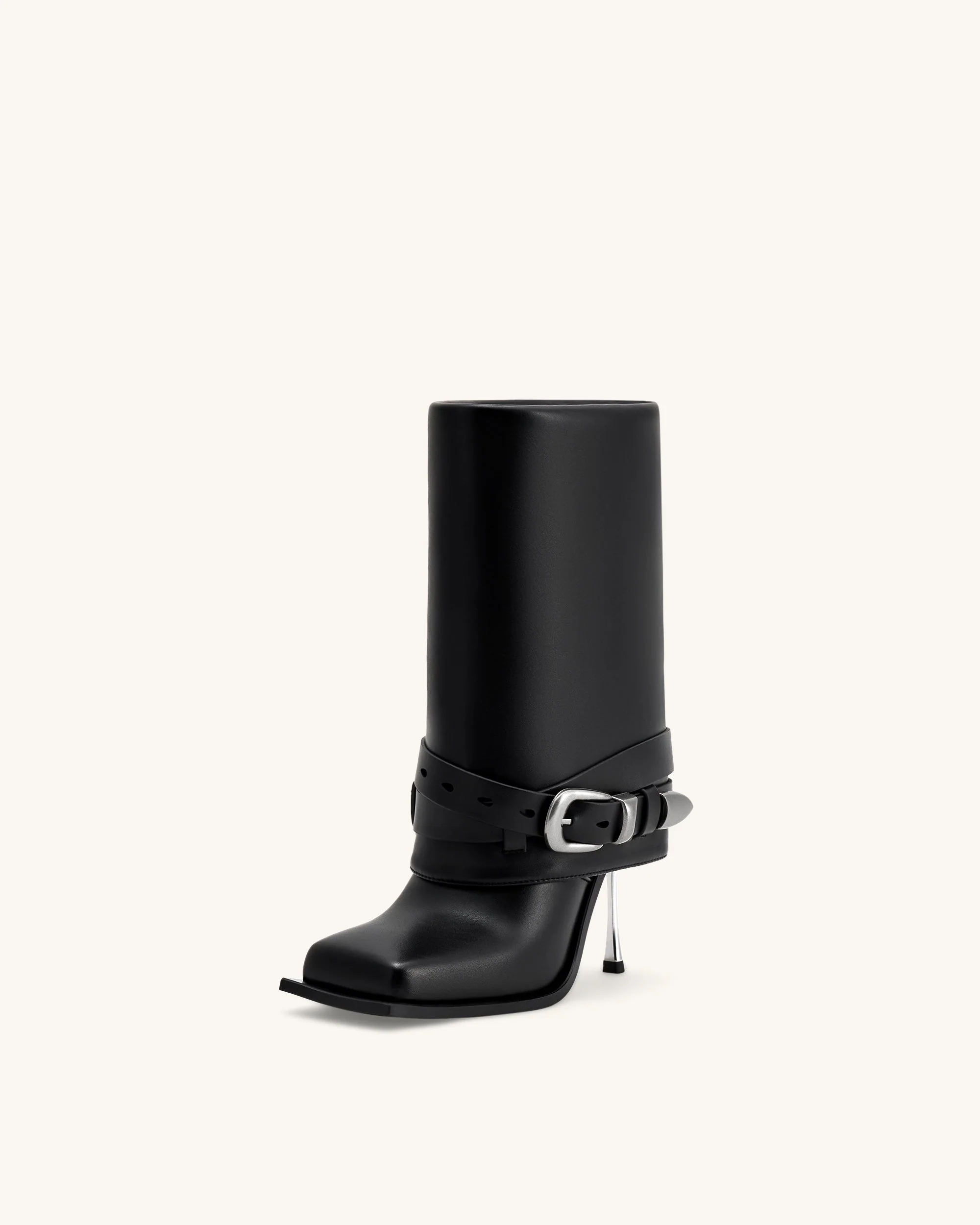 Emilia Westerne Stilettos mit Schnallen aus Leder - Schwarz - Image 7