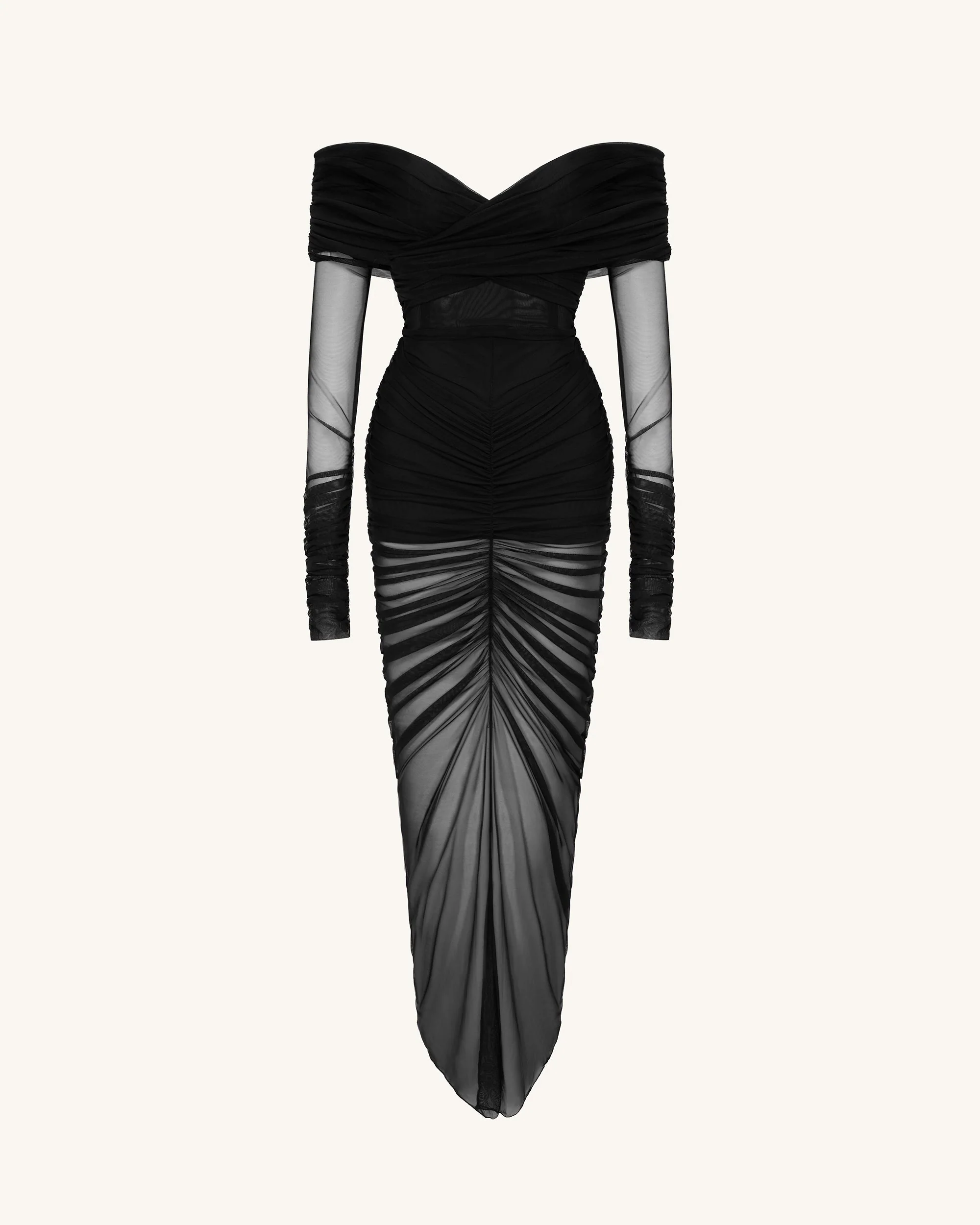 Emily Elegantes Off-Shoulder Rüschenkleid - Schwarz - Image 2