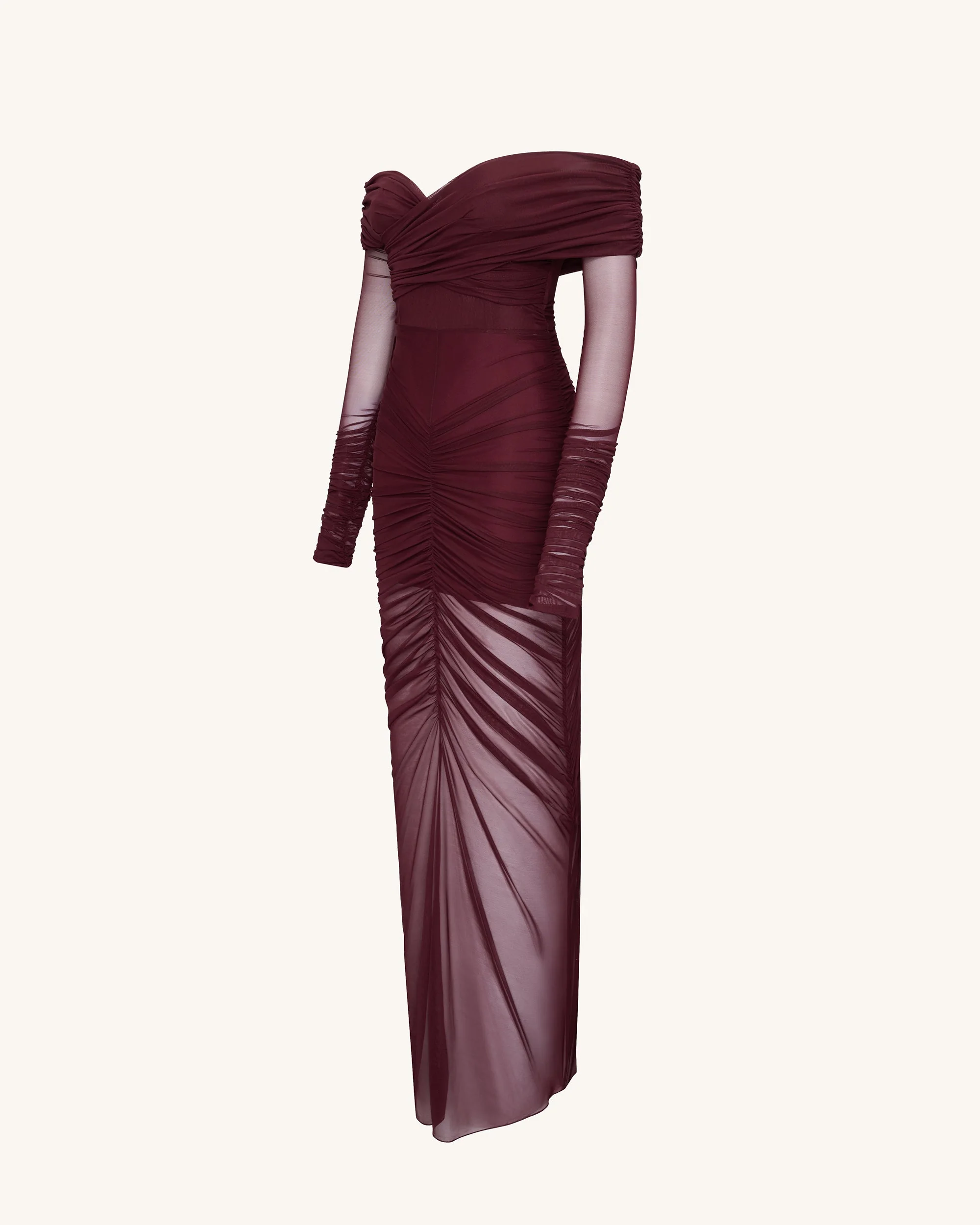 Emily Elegantes Off-Shoulder Rüschenkleid – Rot - Image 3
