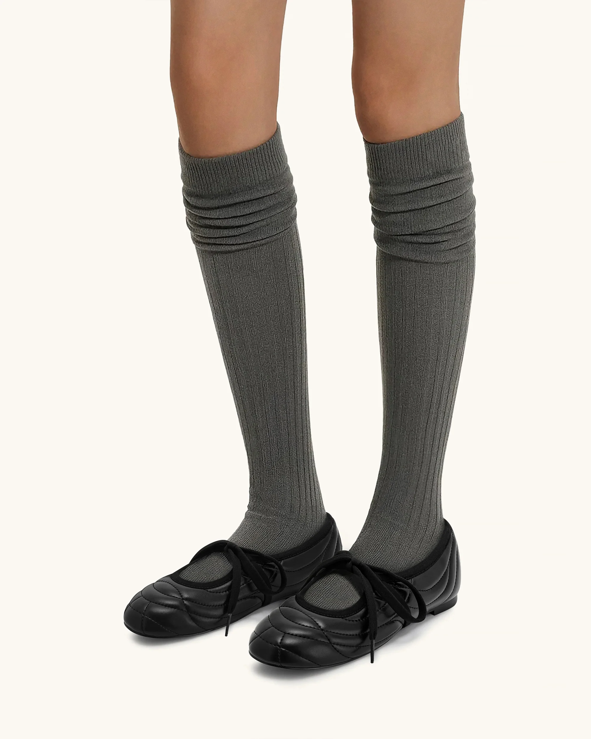 Erika Topstitching Lace-Up Ballerinas - Schwarz - Image 2