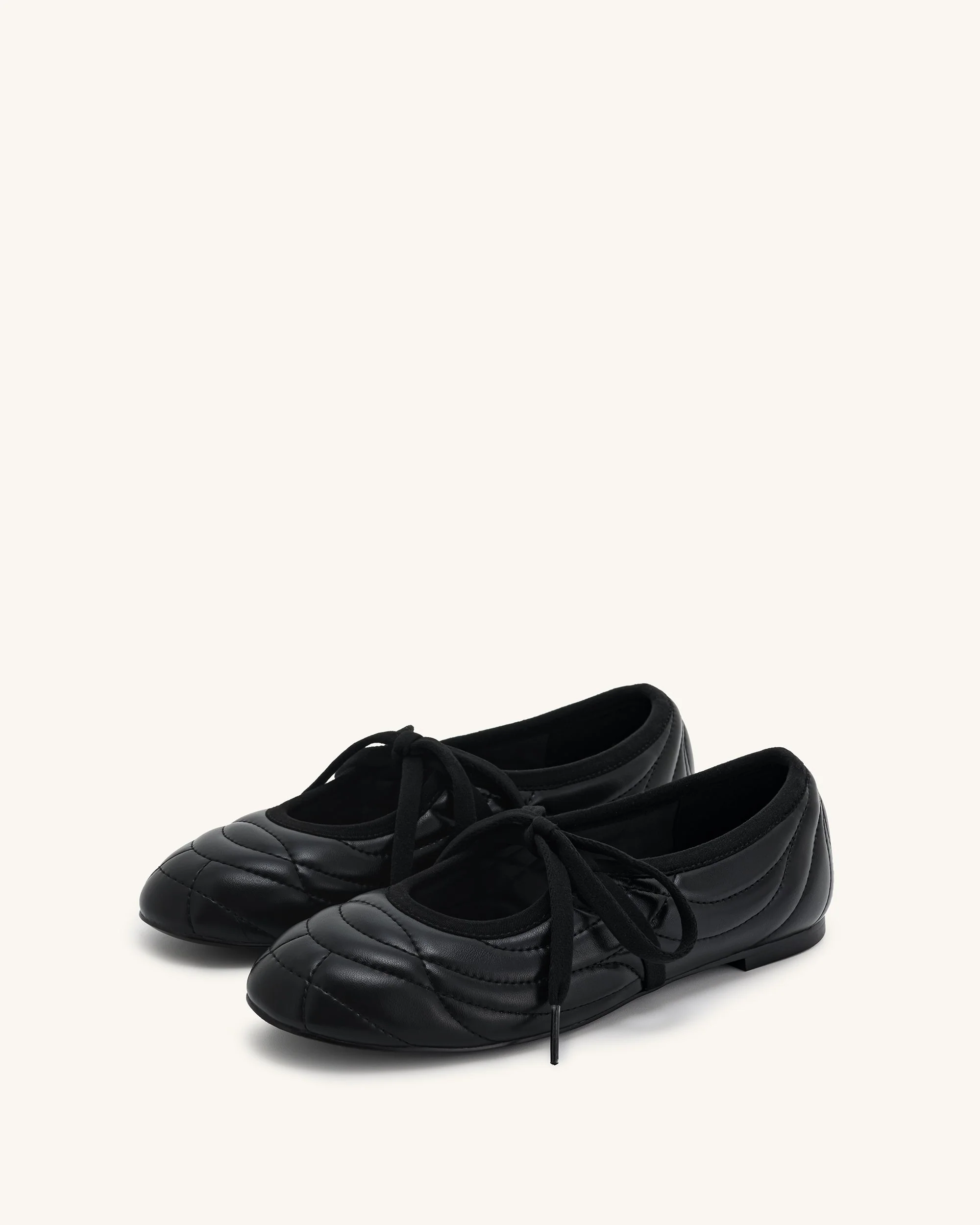 Erika Topstitching Lace-Up Ballerinas - Schwarz - Image 3
