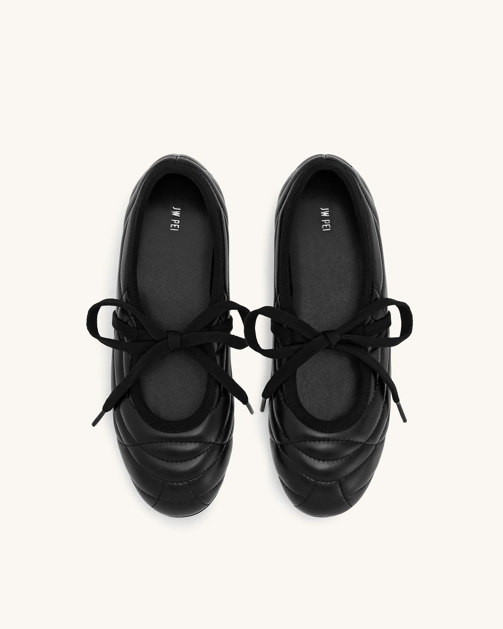 Erika Topstitching Lace-Up Ballerinas - Schwarz - Image 4