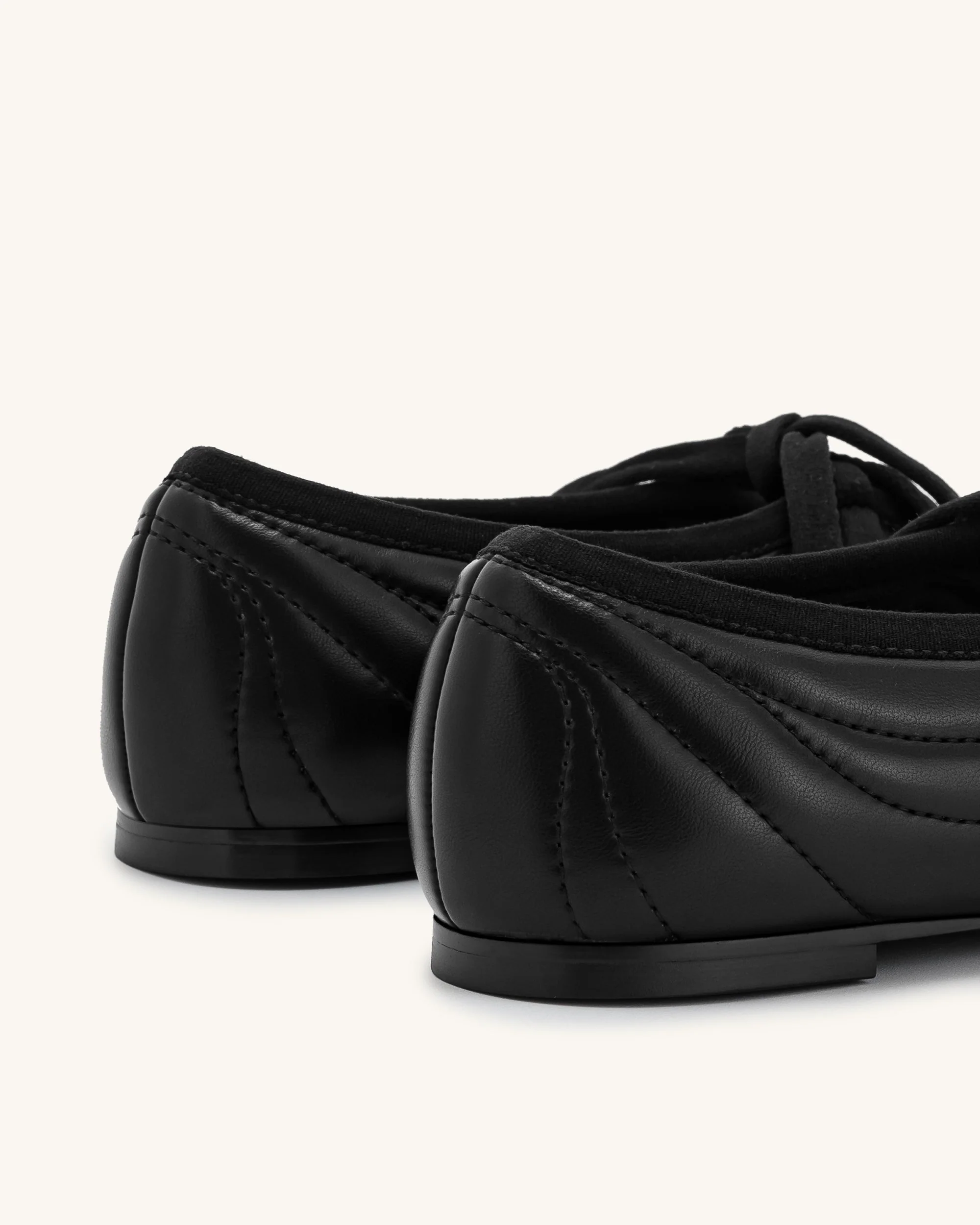 Erika Topstitching Lace-Up Ballerinas - Schwarz - Image 5