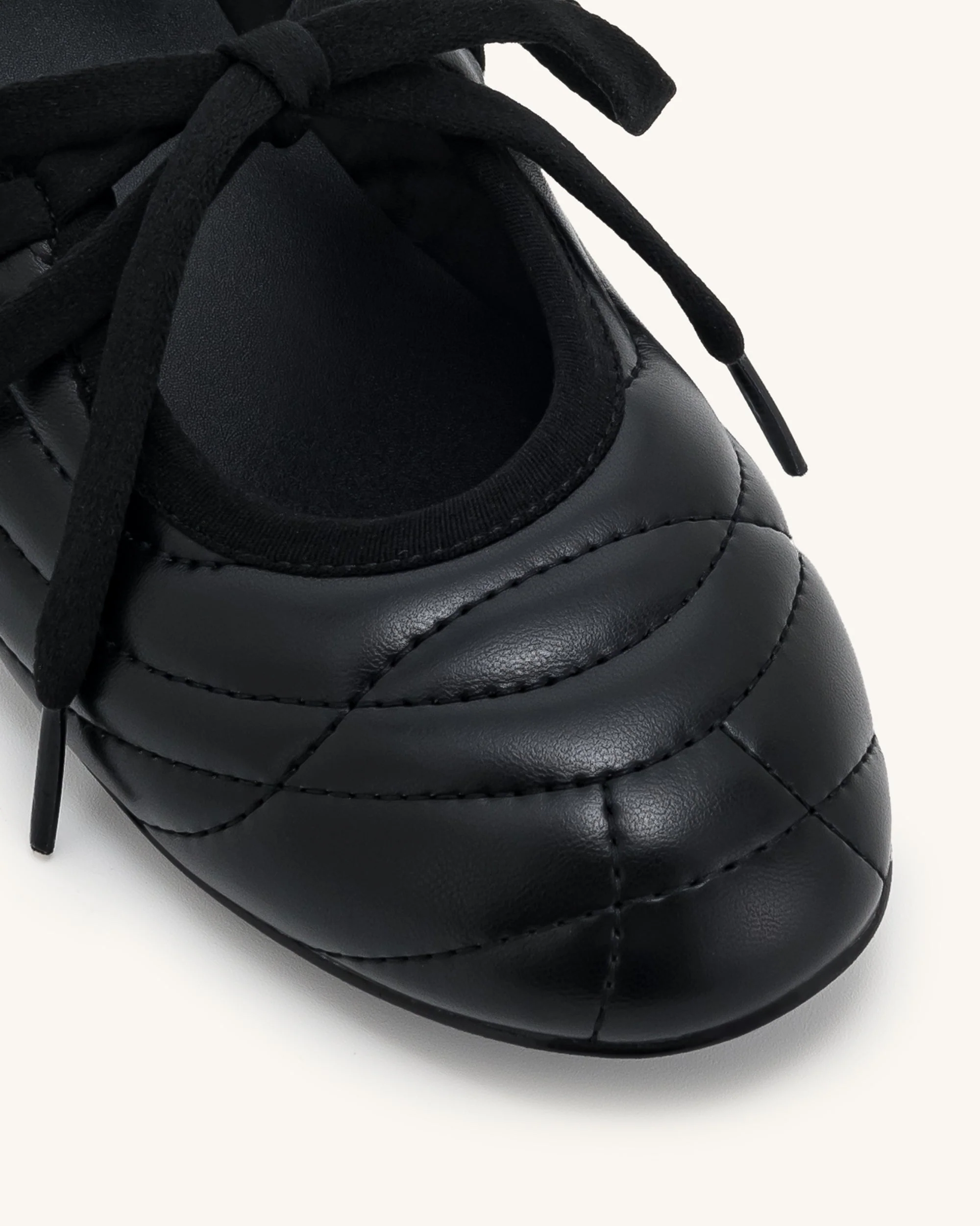 Erika Topstitching Lace-Up Ballerinas - Schwarz - Image 6