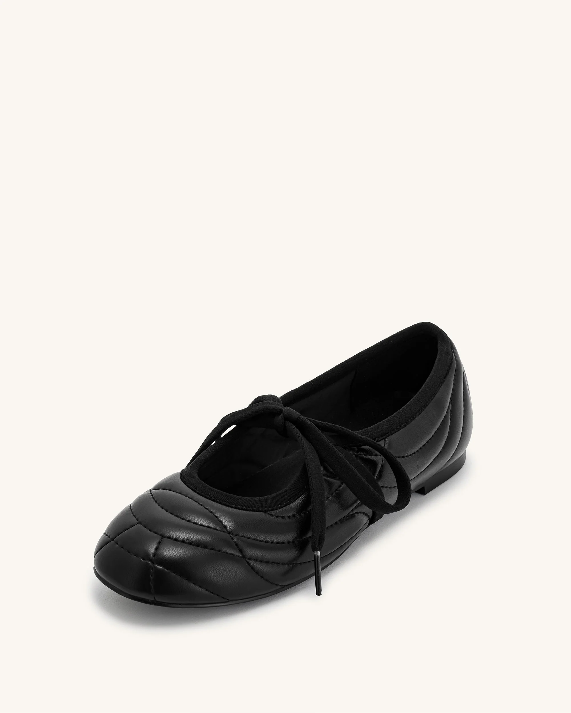 Erika Topstitching Lace-Up Ballerinas - Schwarz - Image 7