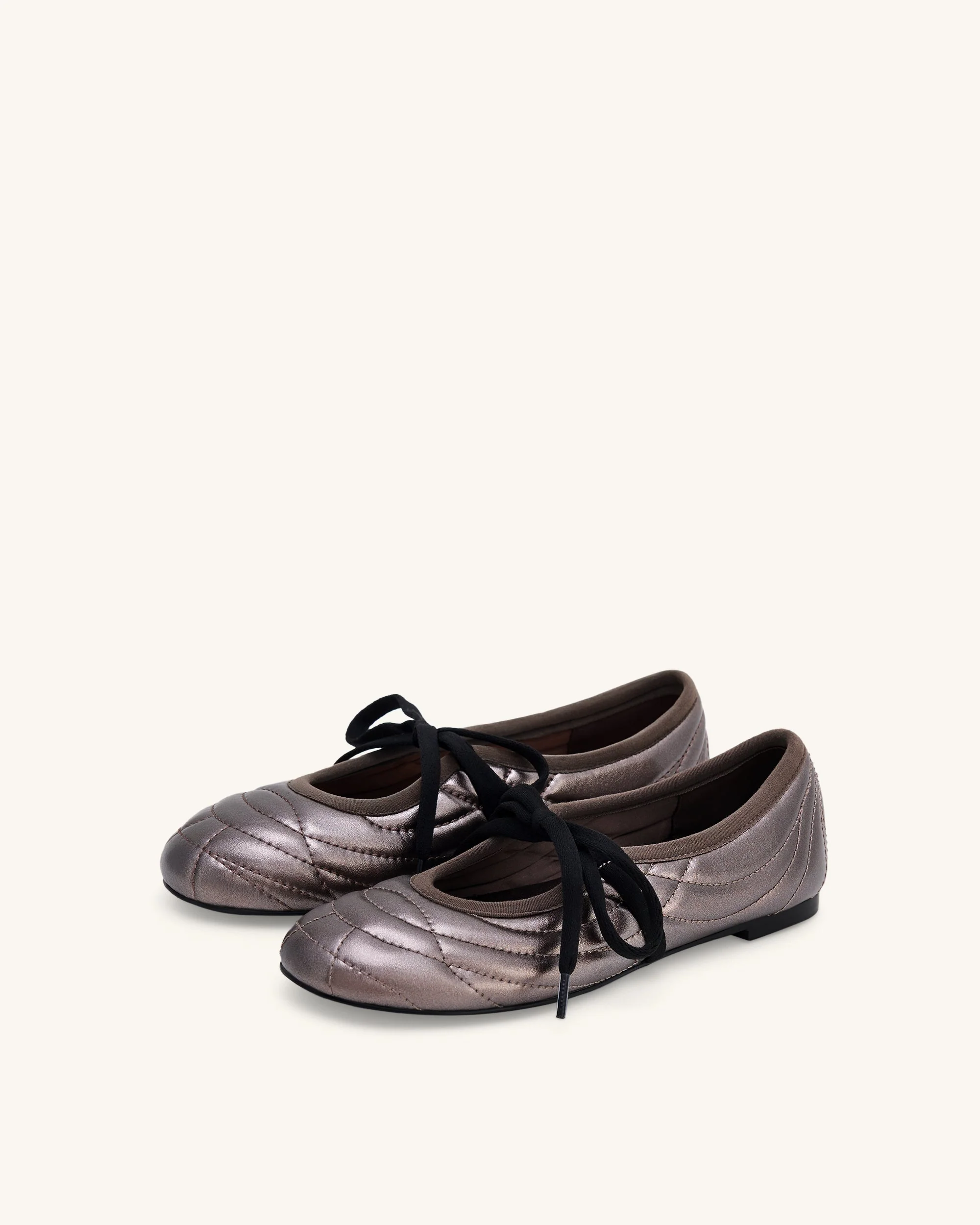 Erika Ballerinas mit Ziernähten und Schnürung – Dunkelbraun - Image 3