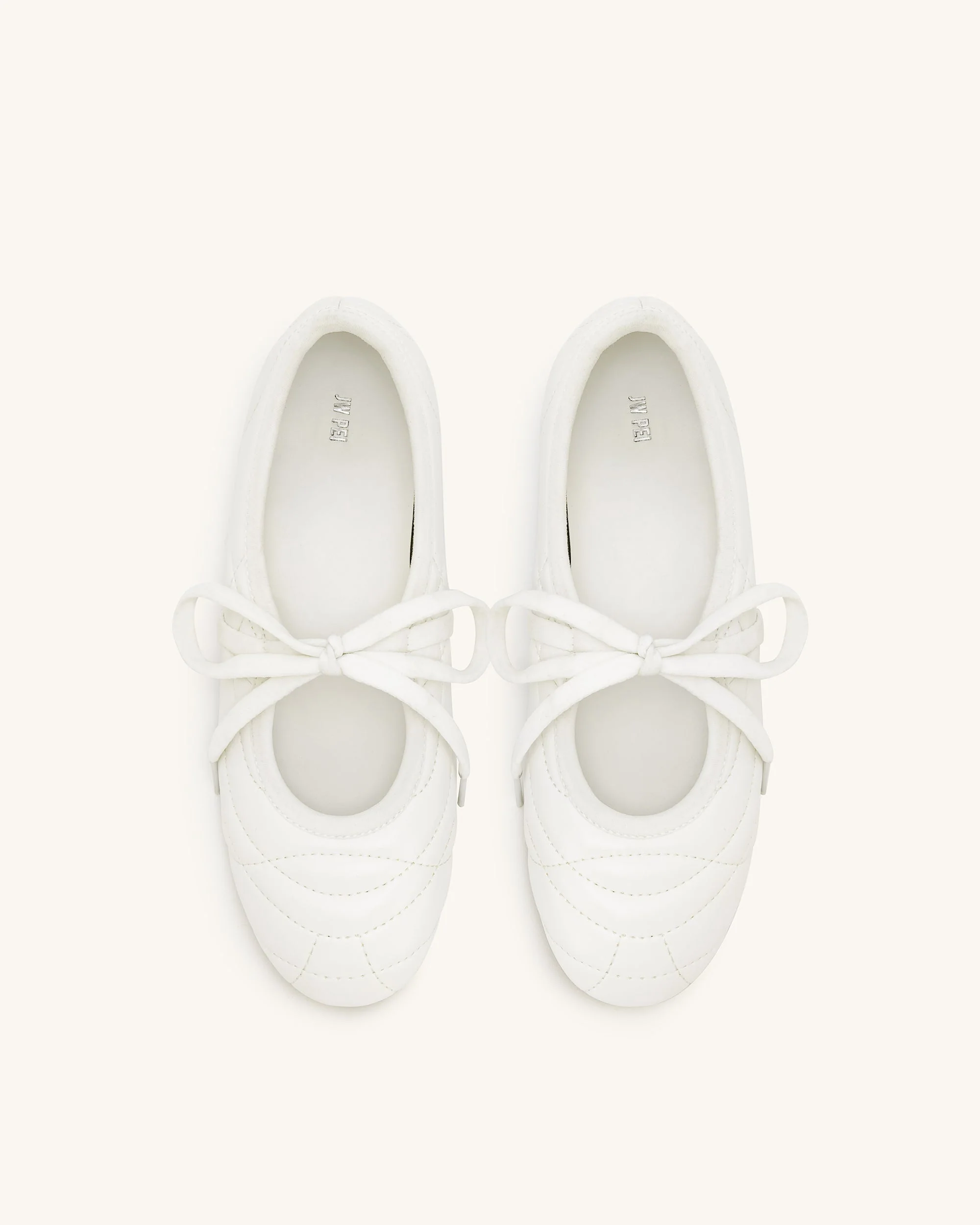 Erika Topstitching Lace-Up Ballerinas - Weiß - Image 4