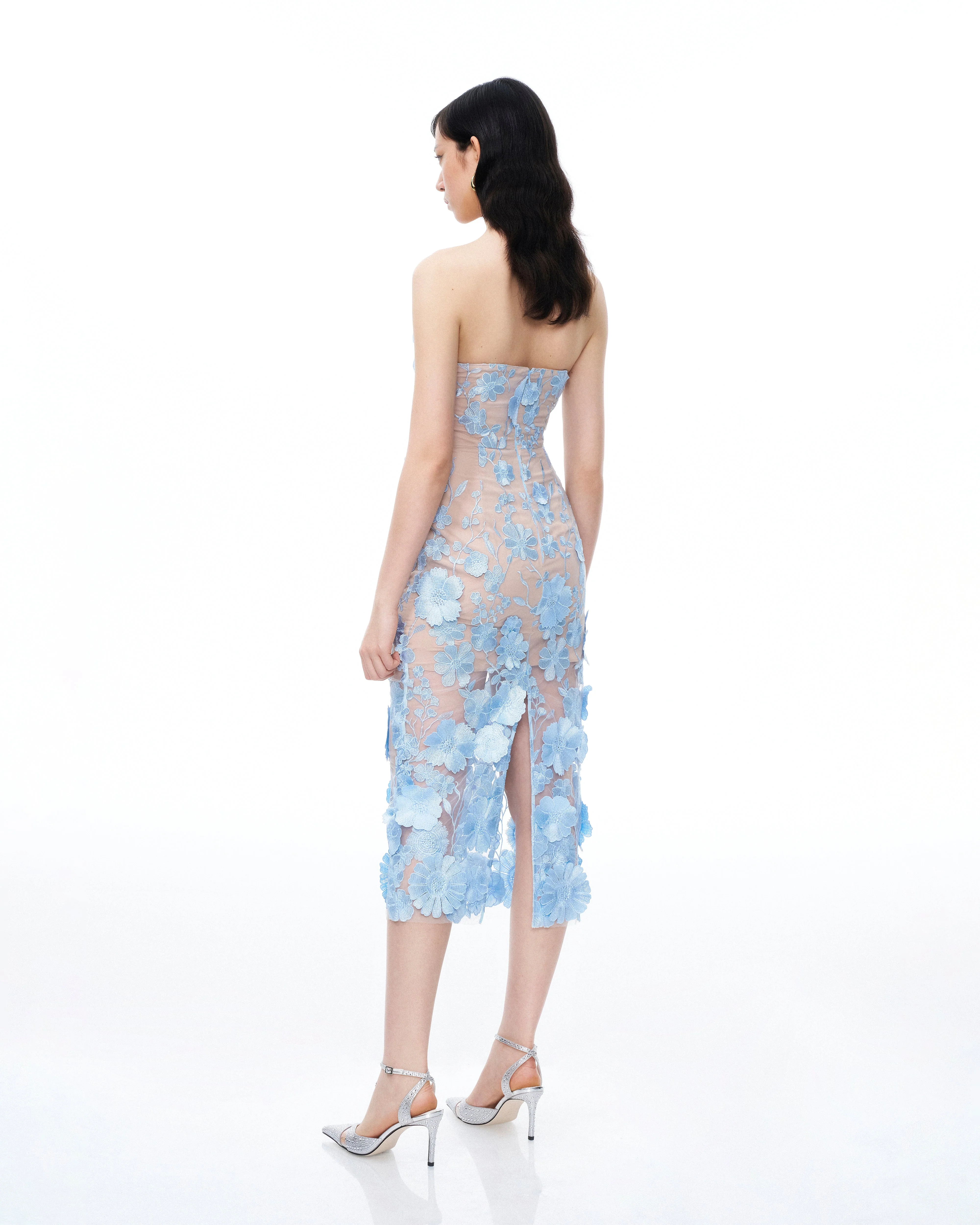 Evander 3D-Blumenstickerei-Maxikleid – Blau - Image 3