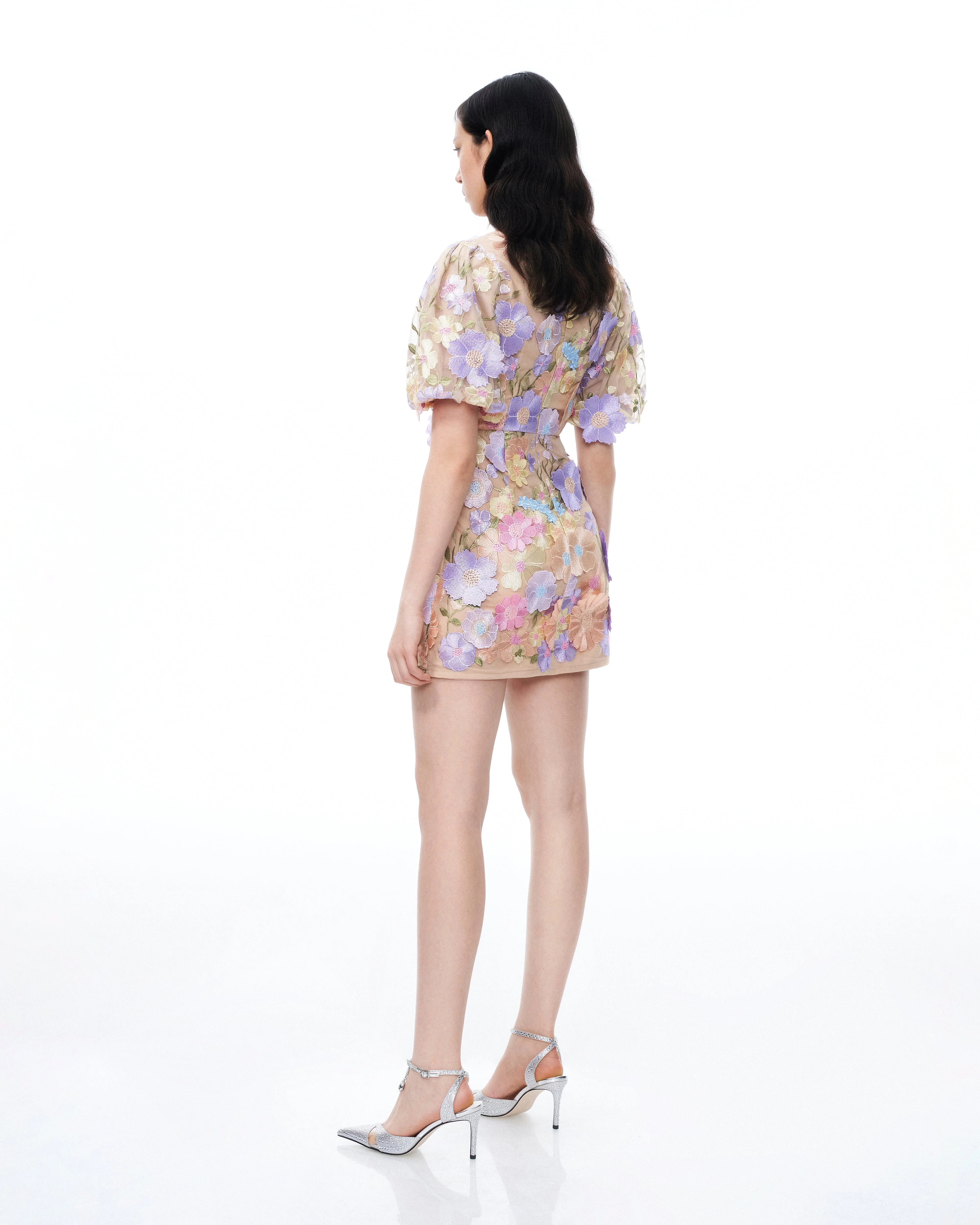 Evangeline 3D V-Ausschnitt Blumenstickerei-Kleid – Pastellfarben Mehrfarbig - Image 3