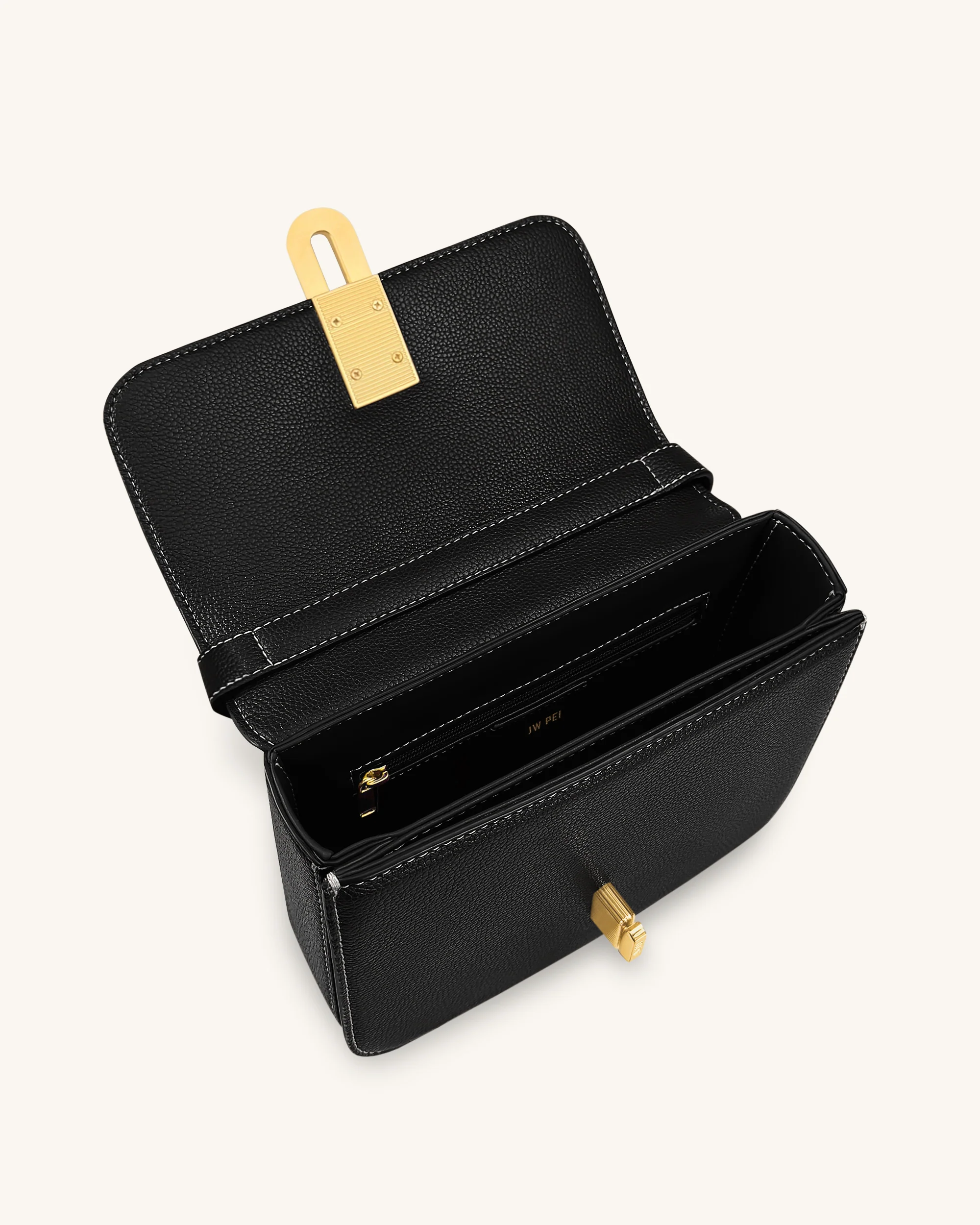 Evania Lock Gekörnte Schultertasche - Schwarz - Image 4