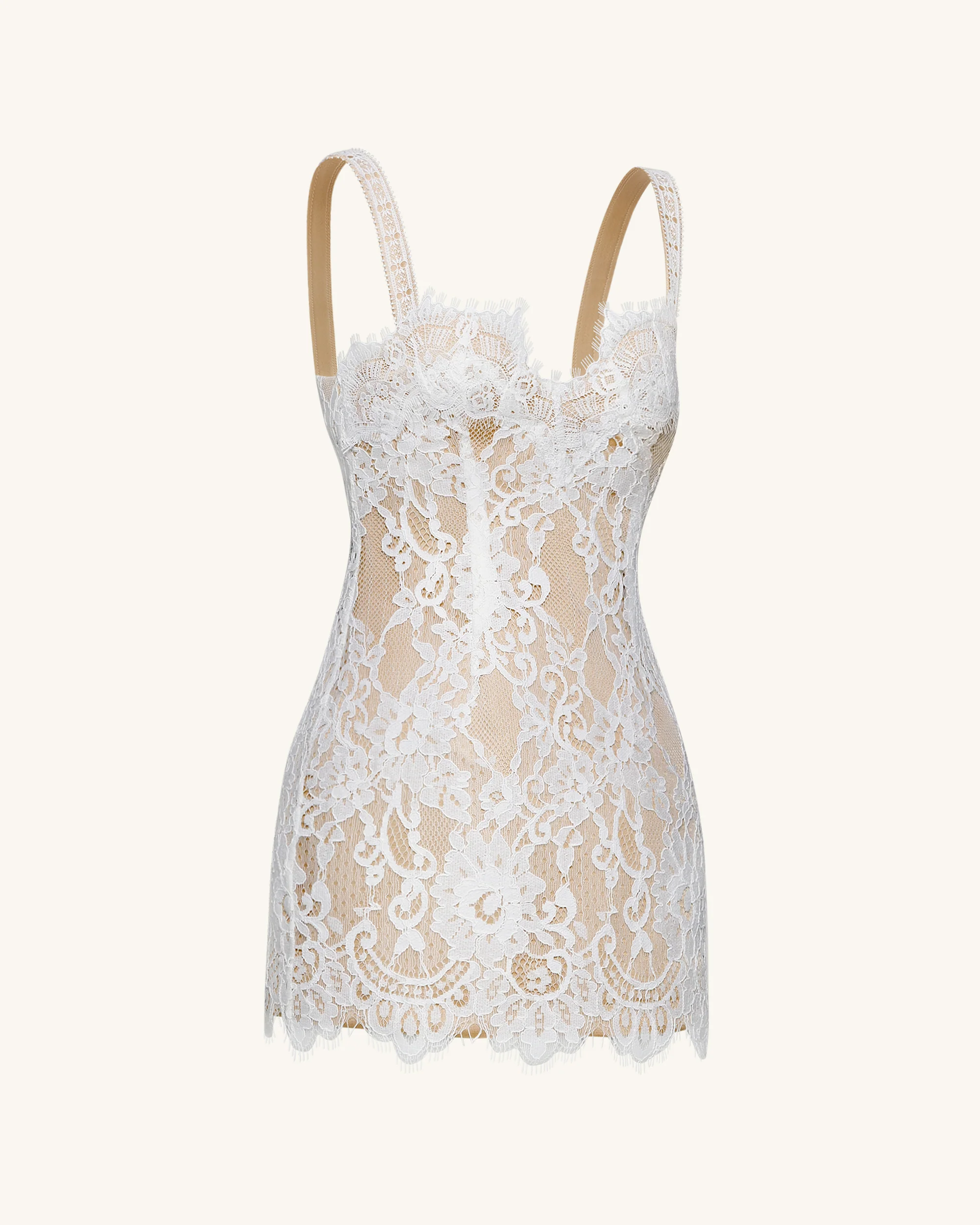 Bodycon-Kleid mit Wimpernspitzen-Spitze - Weiß - Image 5