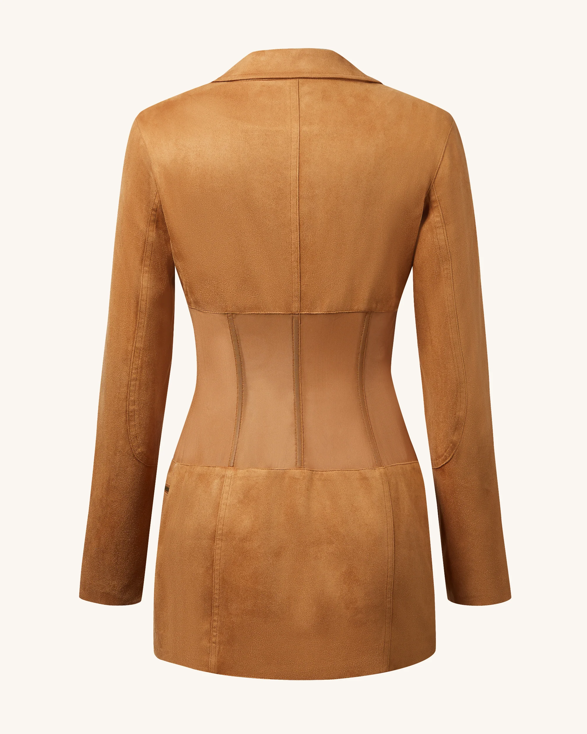 Mini-Kleid mit Korsett-Jacke aus Kunstwildleder - Kamel - Image 4
