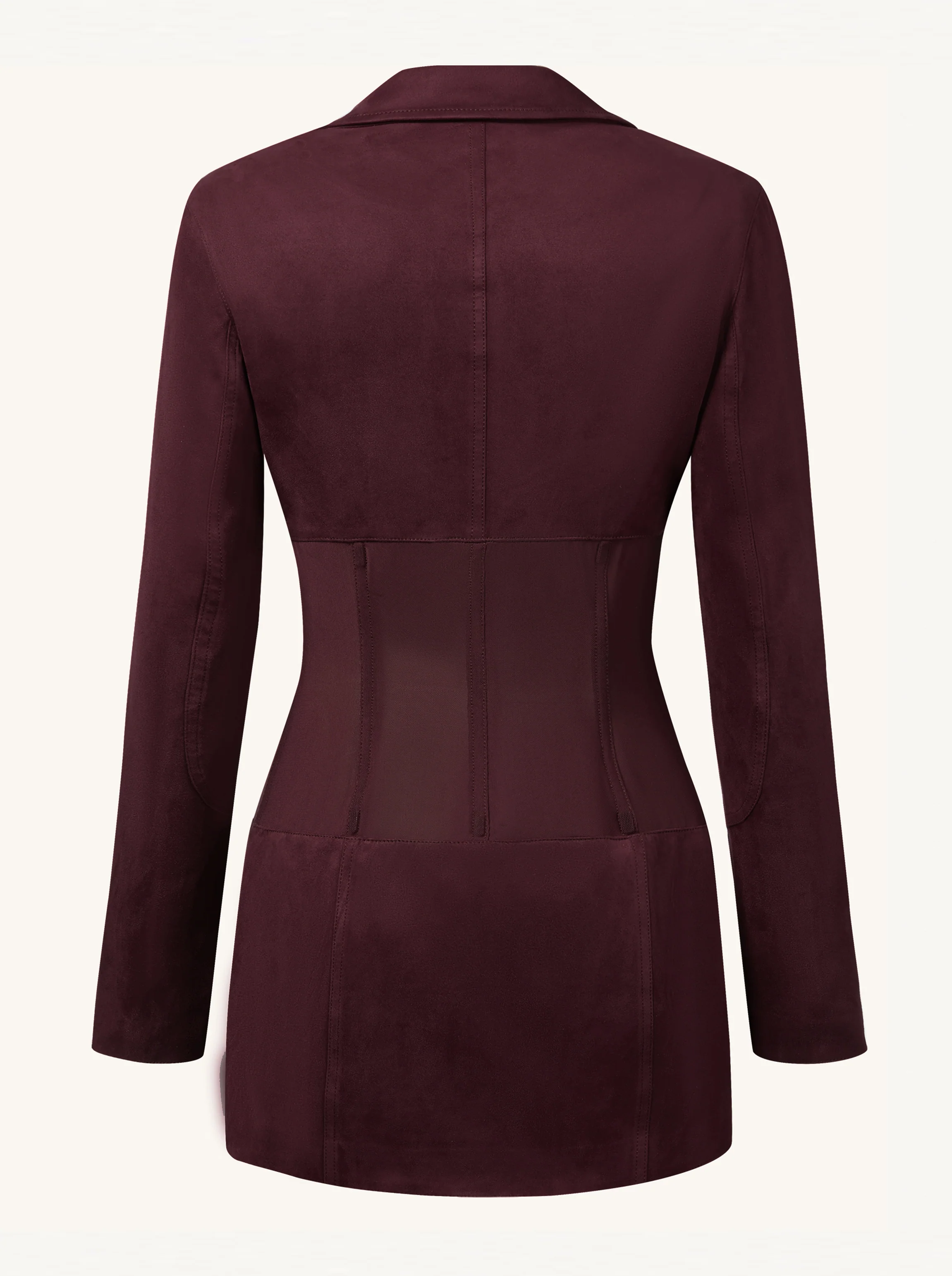 Mini-Kleid mit Korsett-Jacke aus Kunstwildleder - Dunkelrot - Image 6