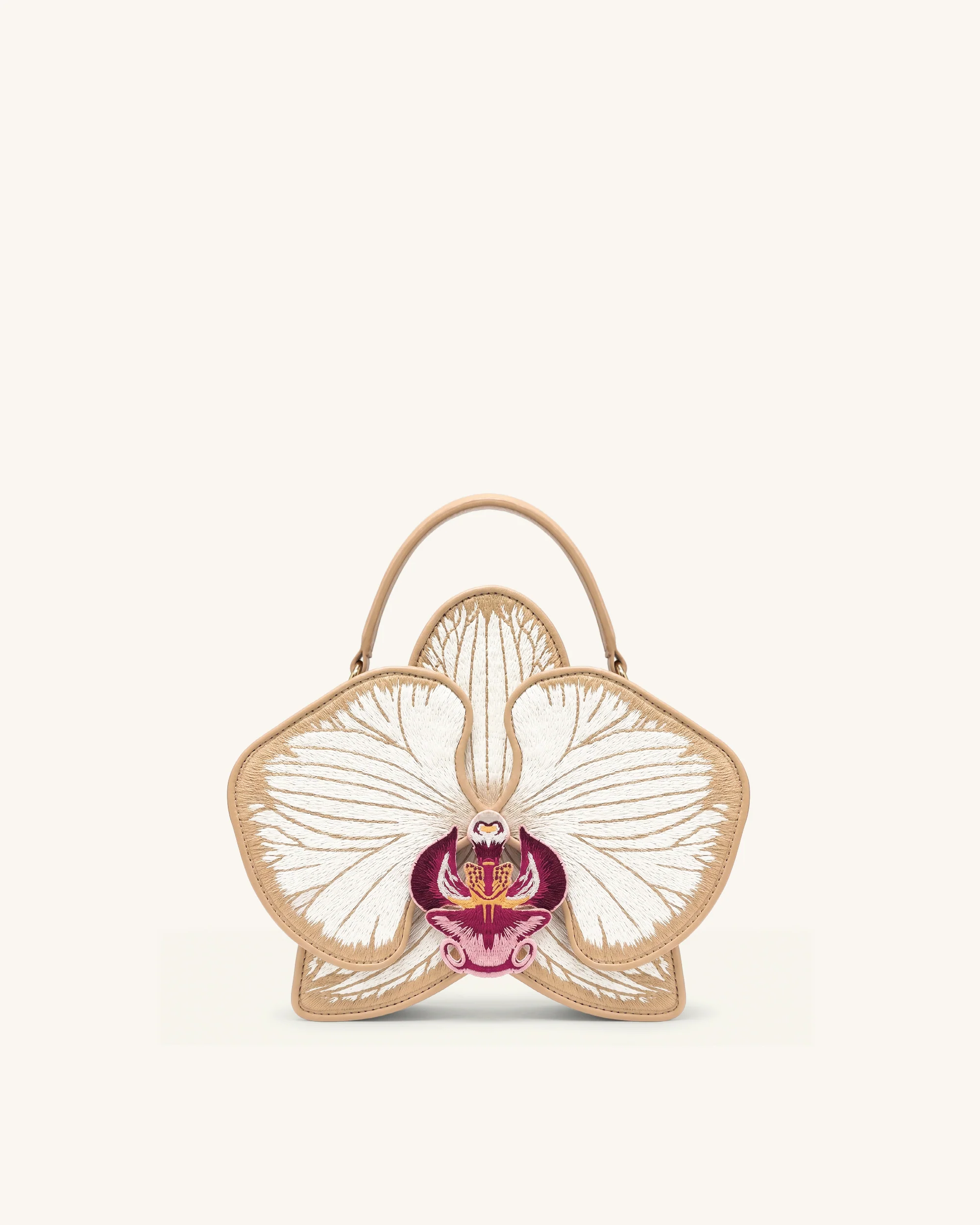 Flora Henkeltasche in Orchideenform - Champagner