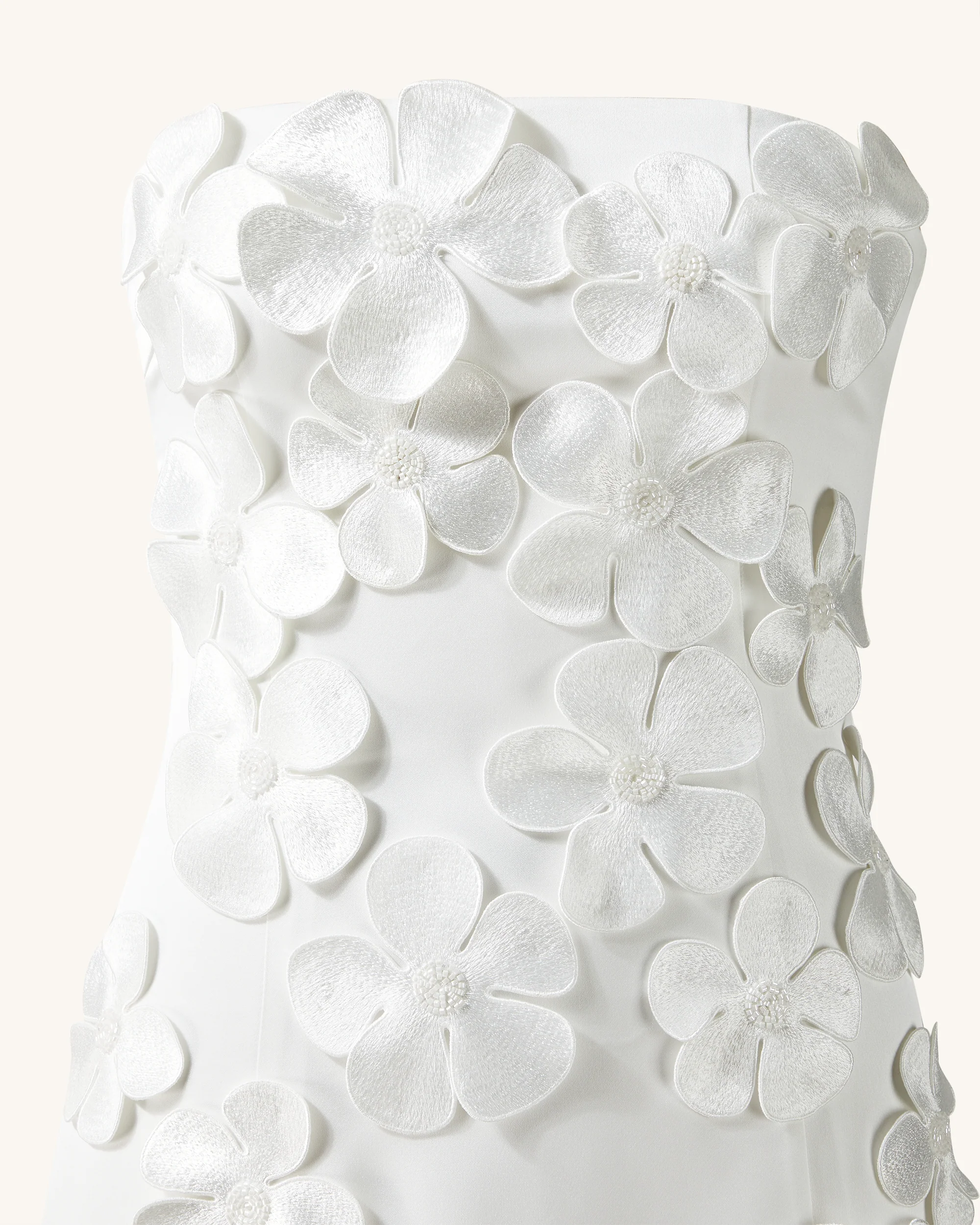 Langes Kleid mit floralem Stickerei - Weiß - Image 6