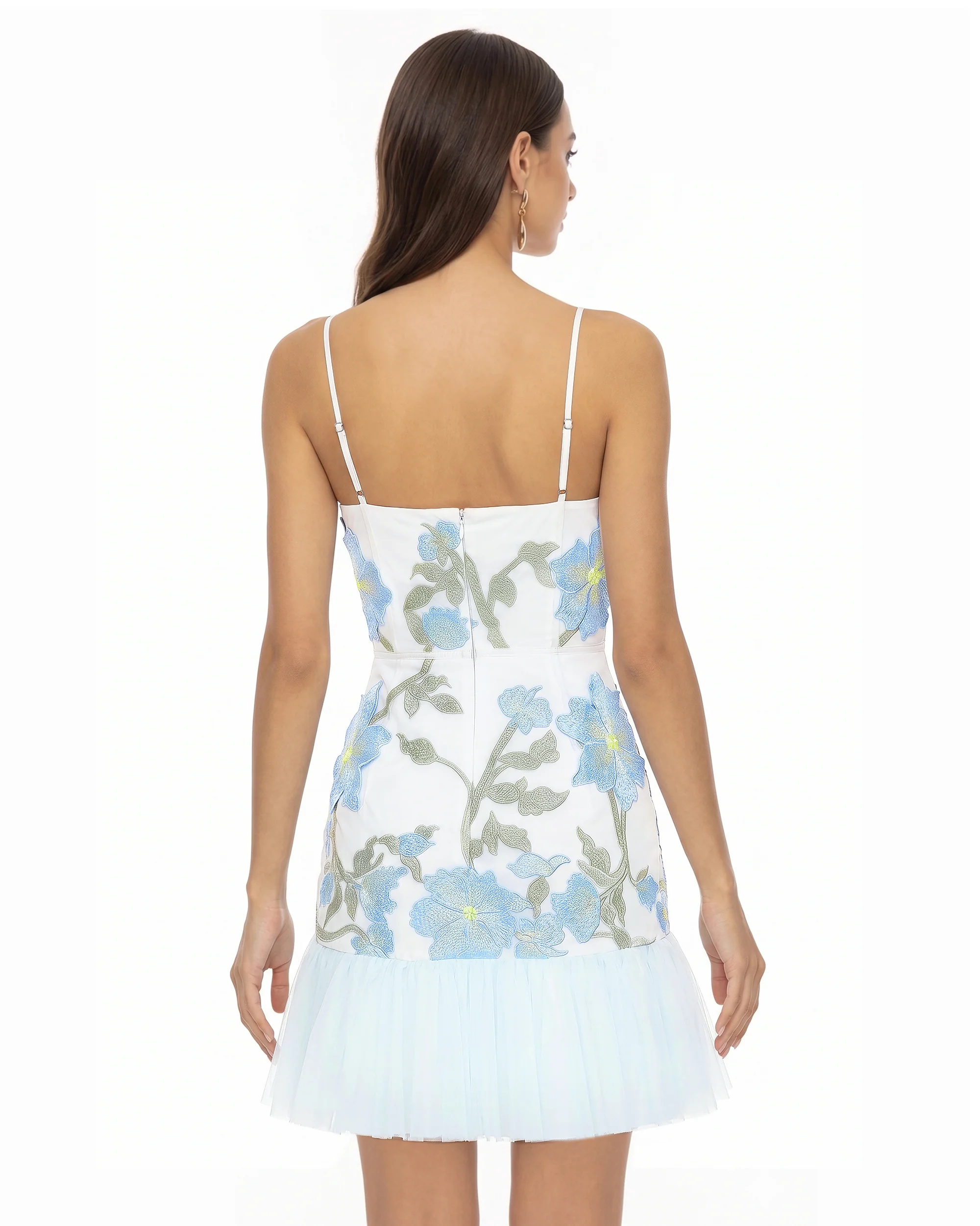 Florales Träger-Minikleid - Babyblau - Image 2
