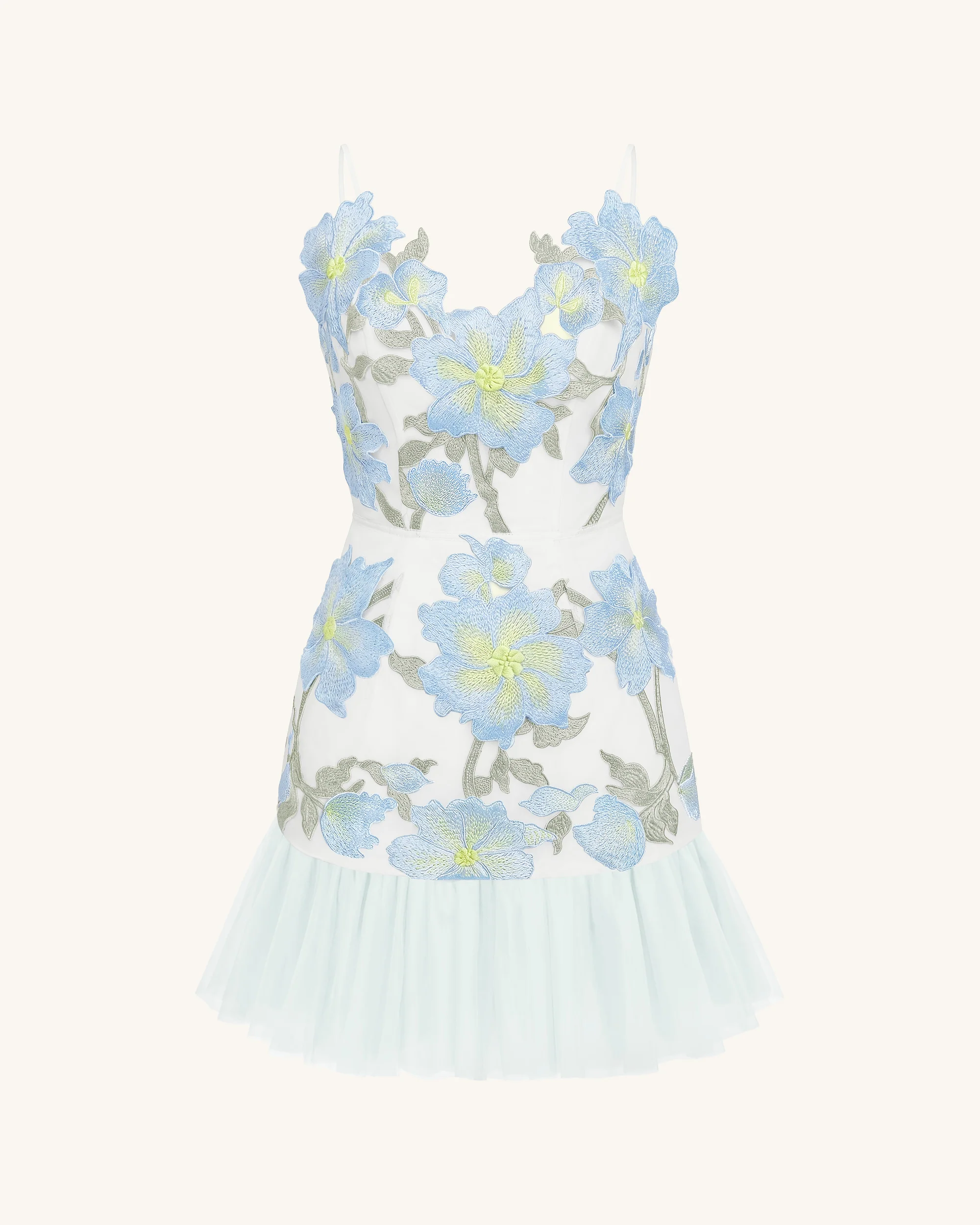 Florales Träger-Minikleid - Babyblau - Image 3