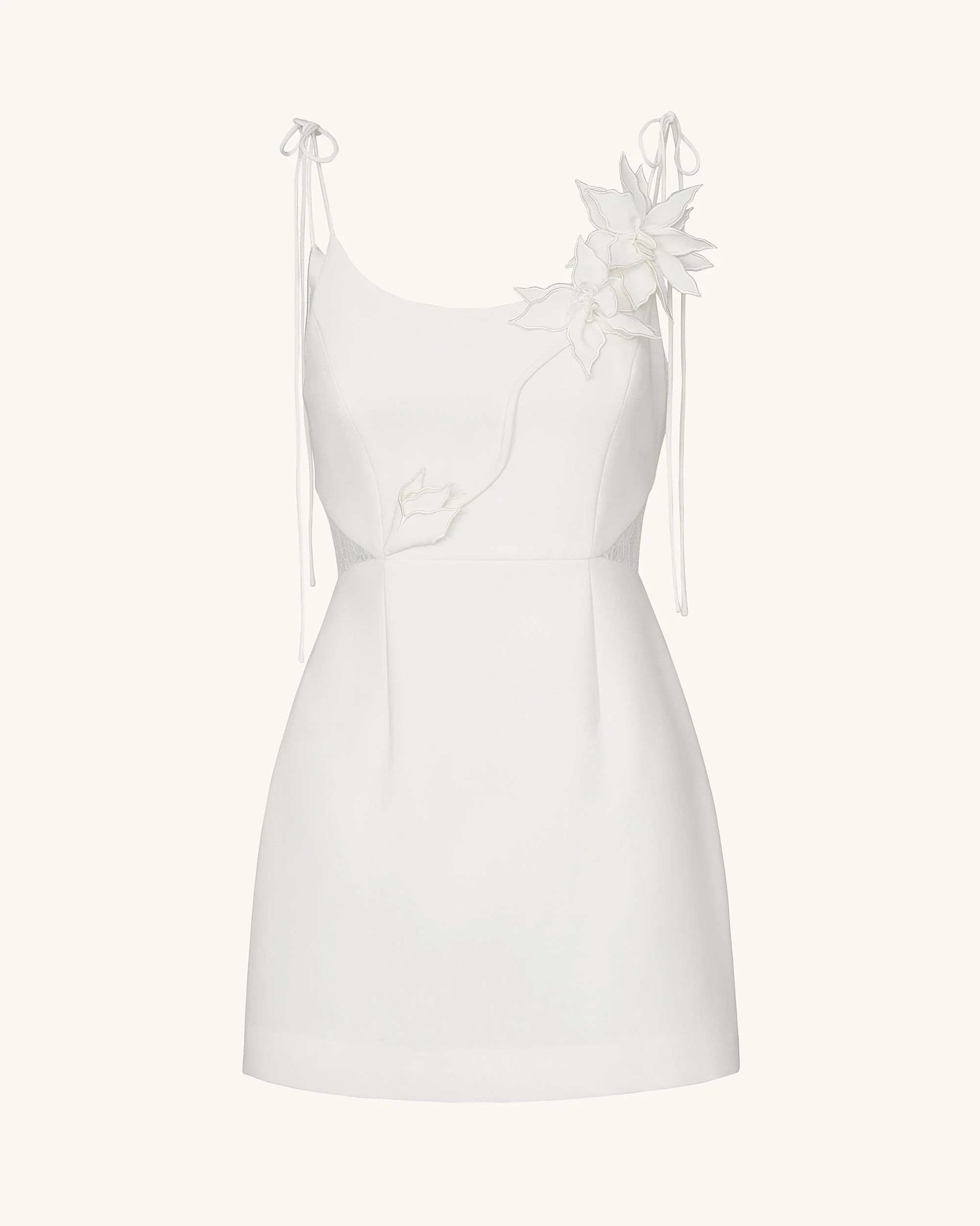 Floral Vine Tie Kleid - Weiß - Image 3