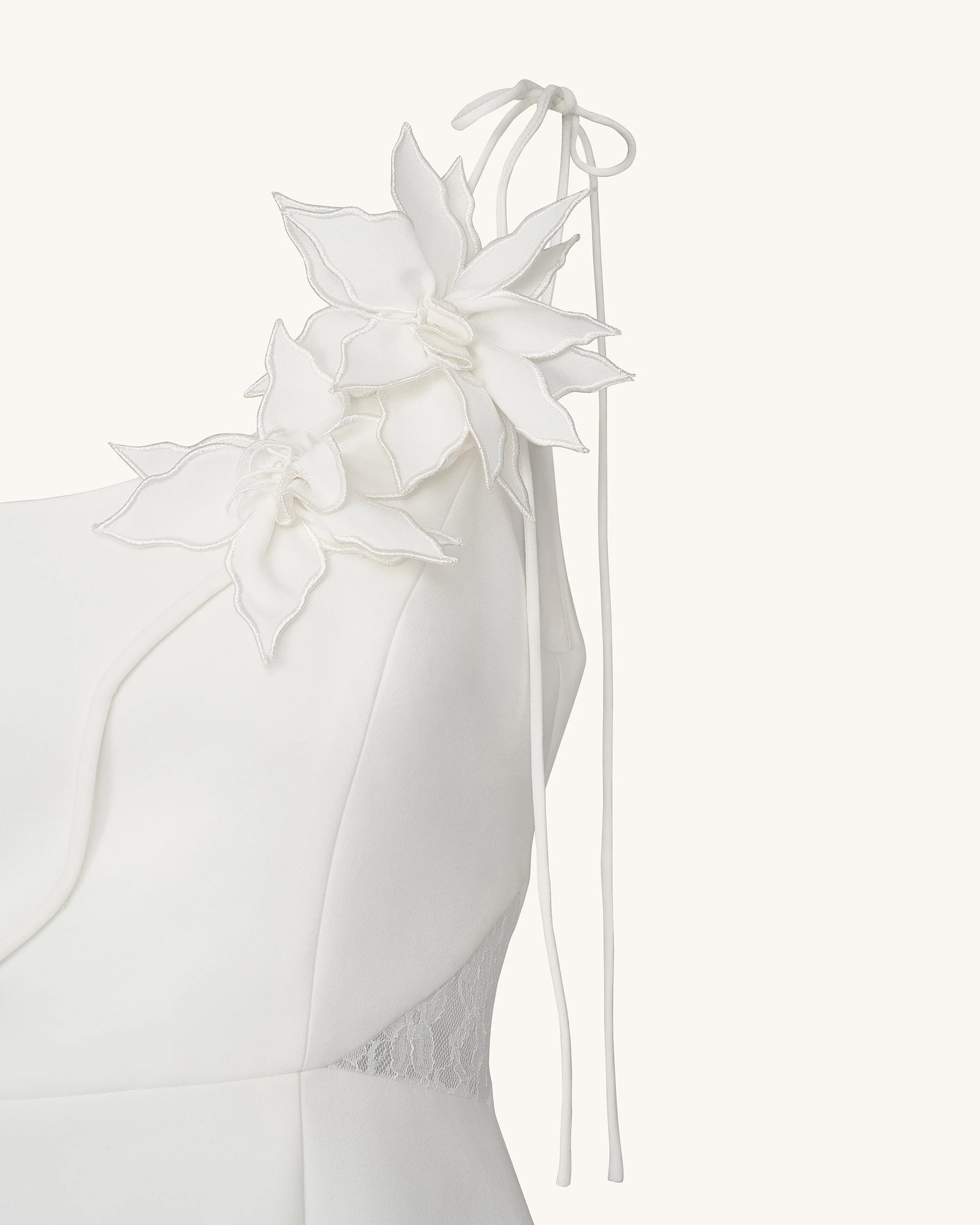Floral Vine Tie Kleid - Weiß - Image 6