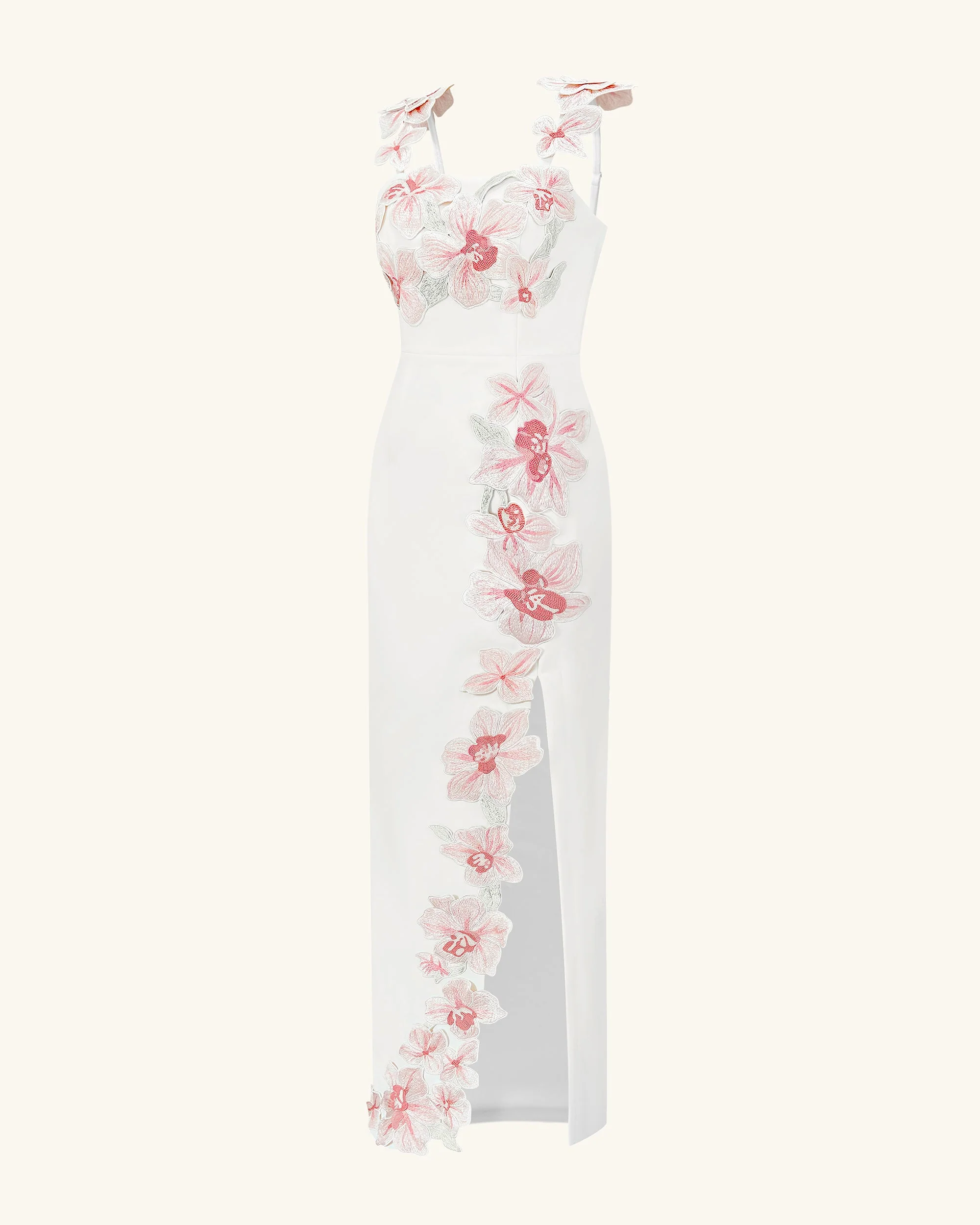 Blumenbesticktes Kleid - Weiß/Rosa - Image 3