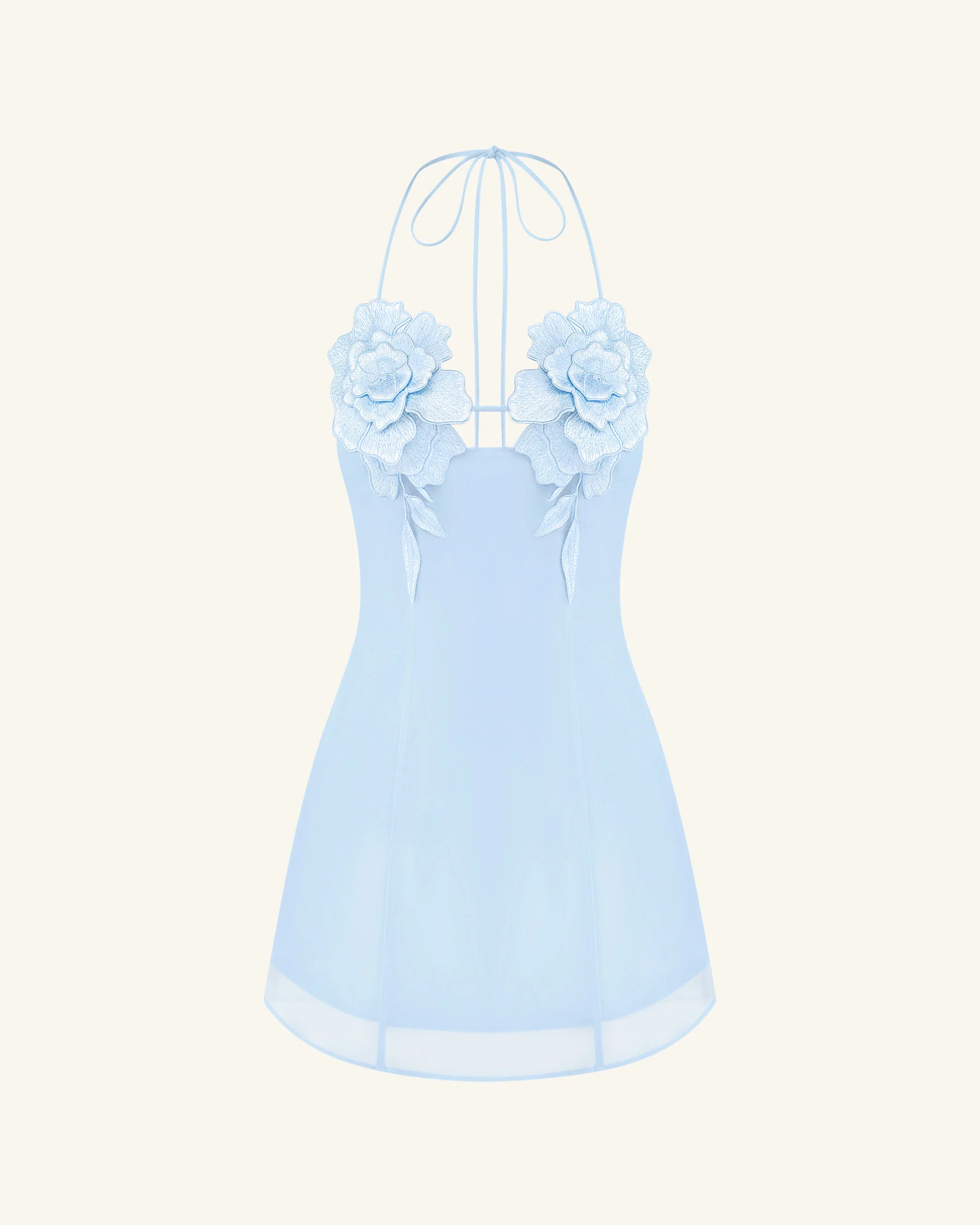 Blumenbesticktes Minikleid - Blau - Image 2