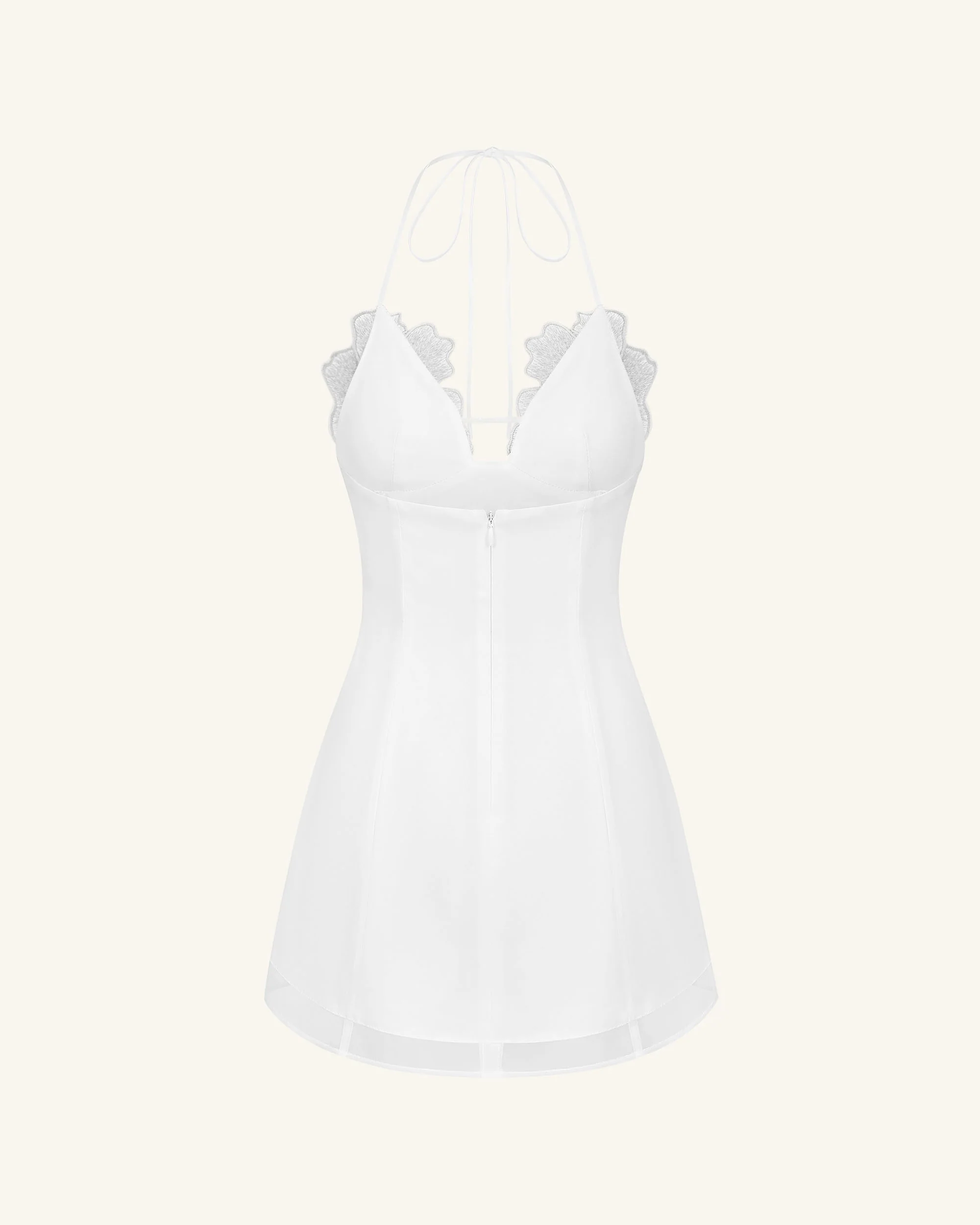 Blumenbesticktes Minikleid - Weiß - Image 4