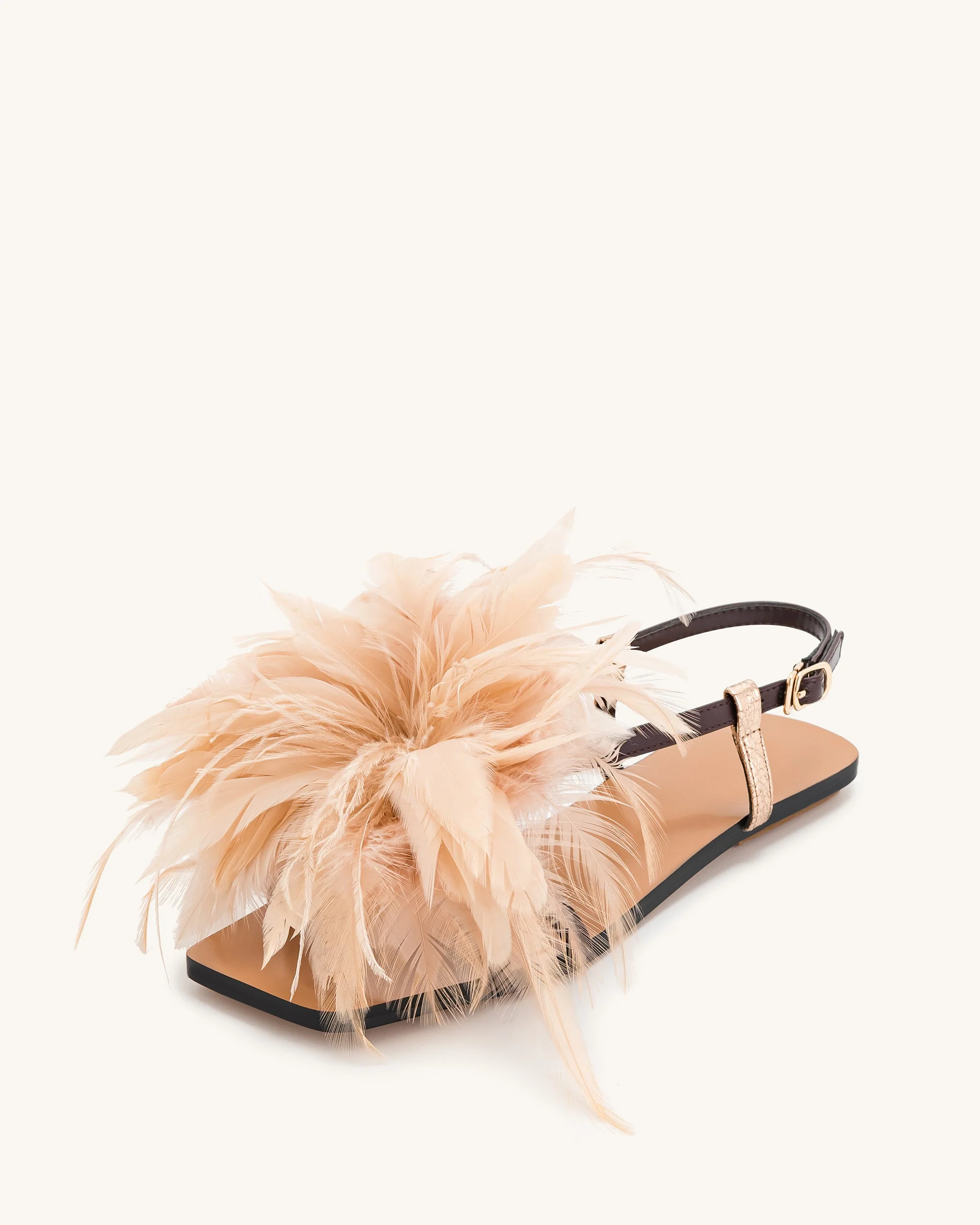 Flauschige Flachsandalen - Braun - Image 4