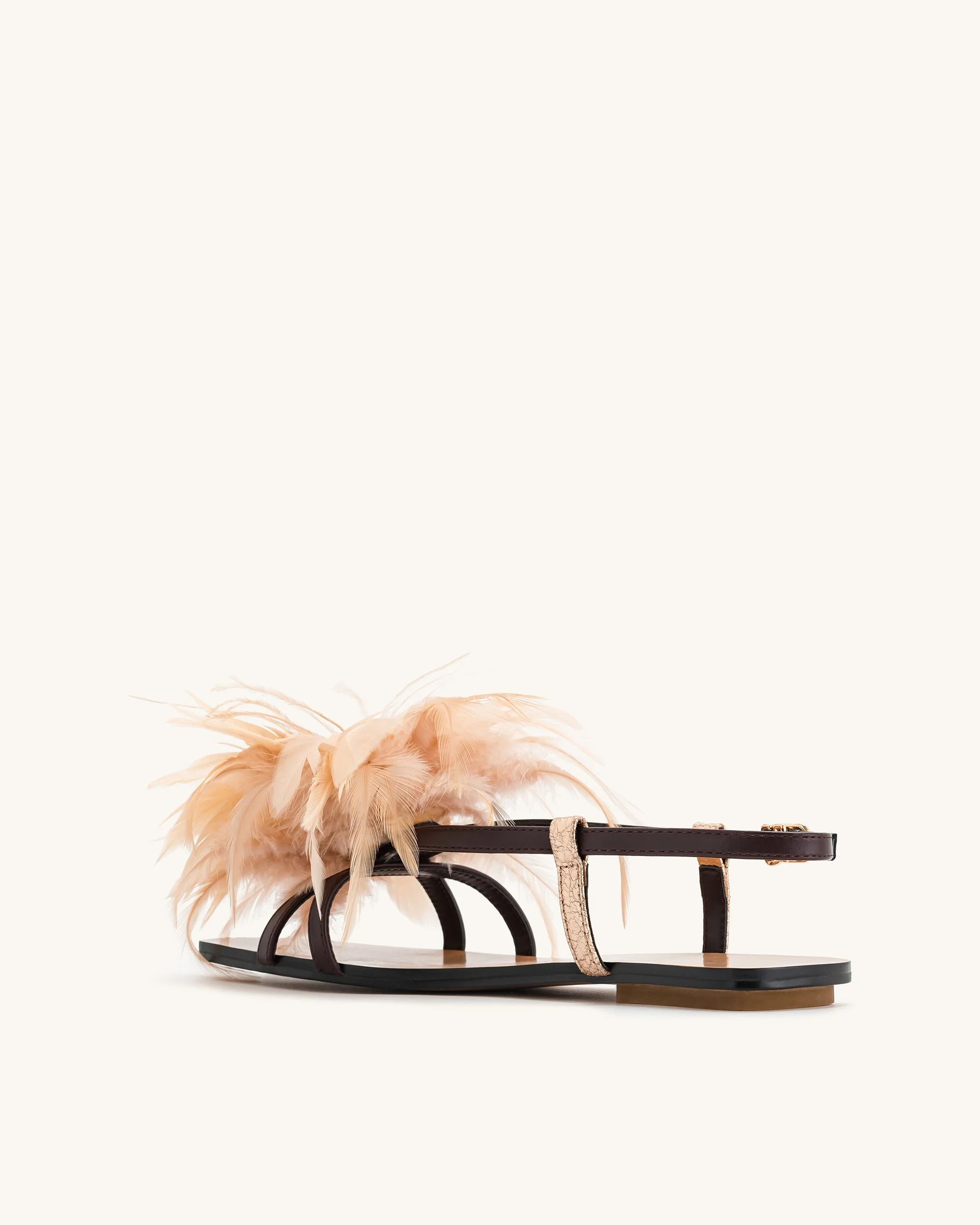 Flauschige Flachsandalen - Braun - Image 5