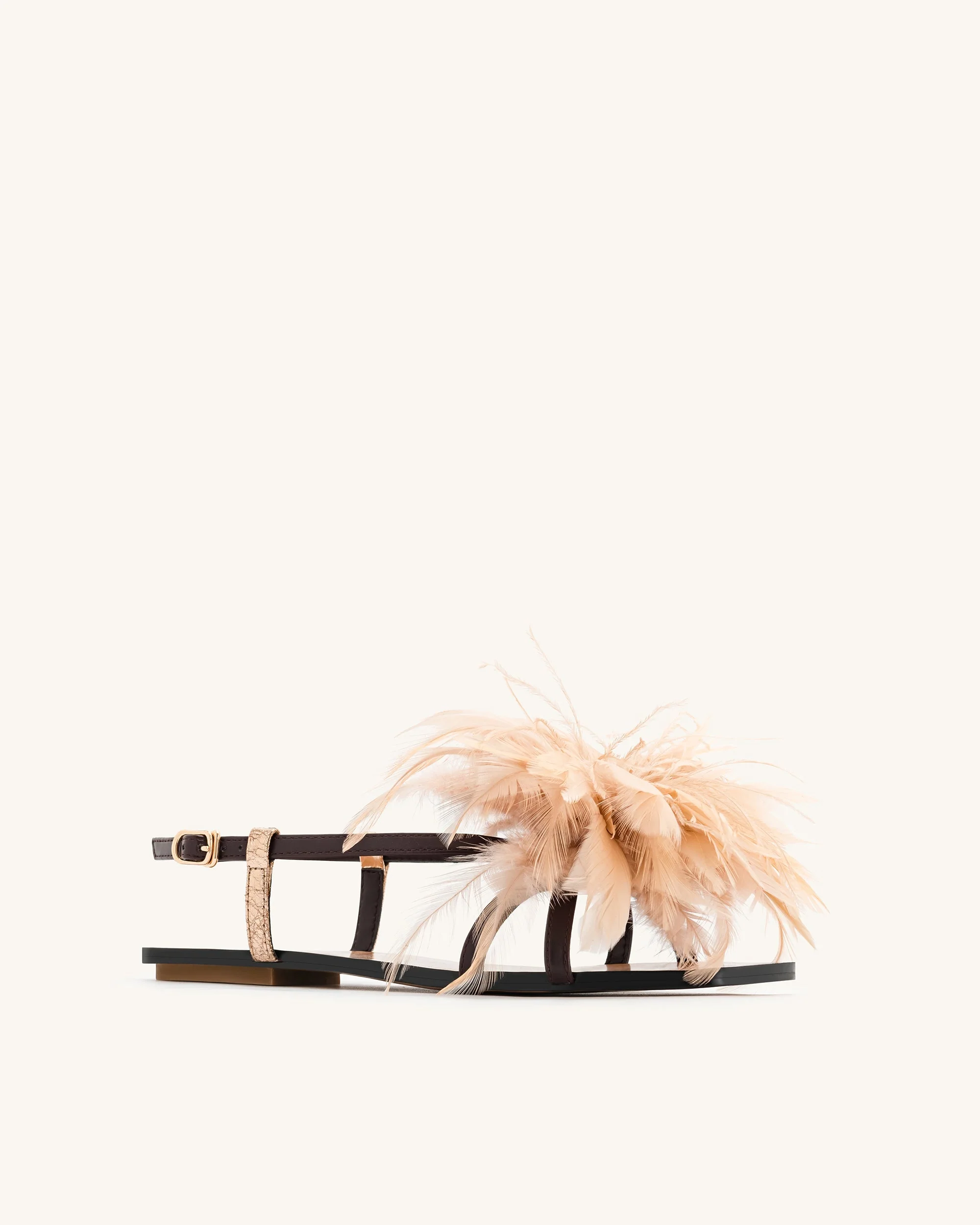 Flauschige Flachsandalen - Braun - Image 6