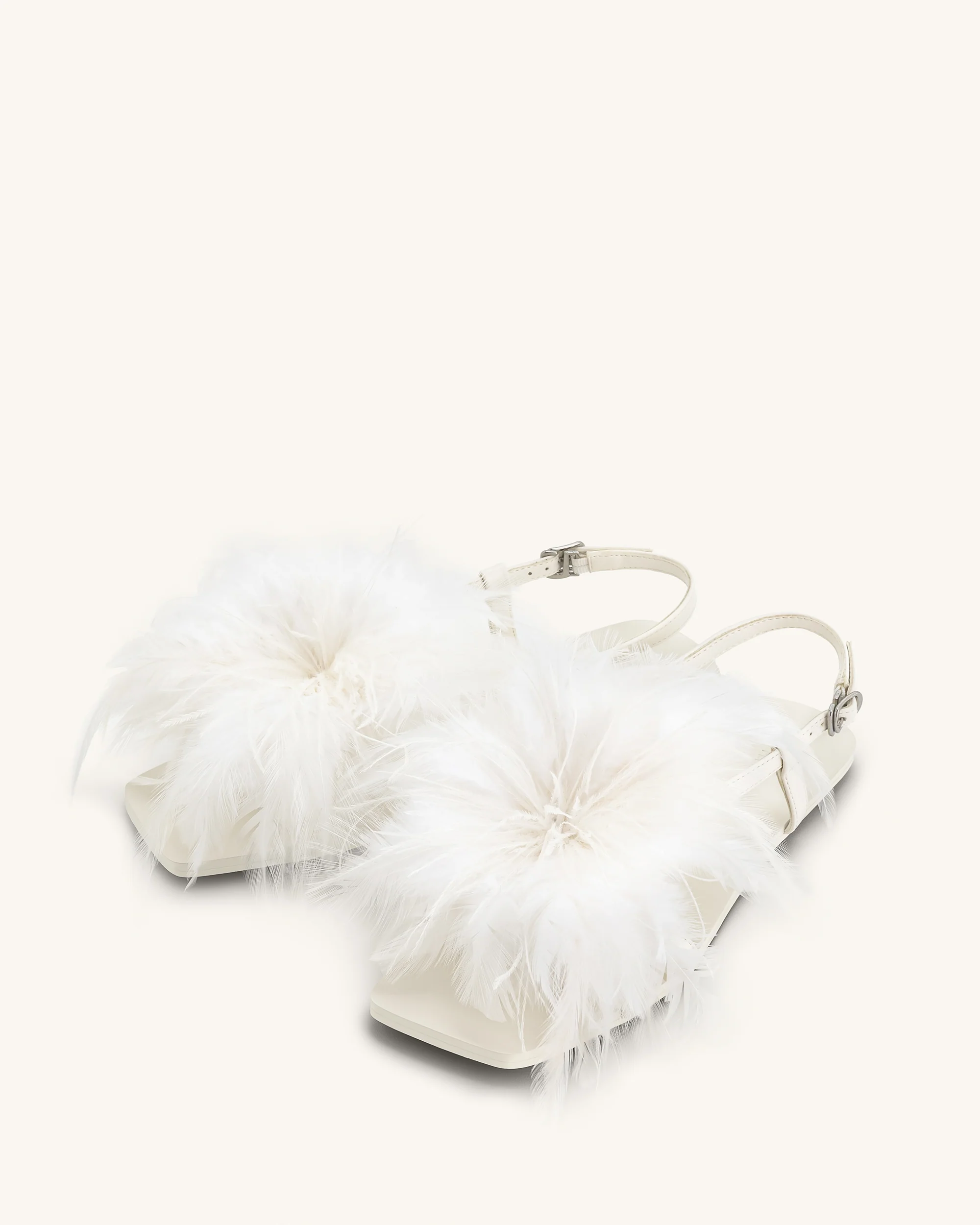 Flauschige Flachsandalen - Weiß - Image 2