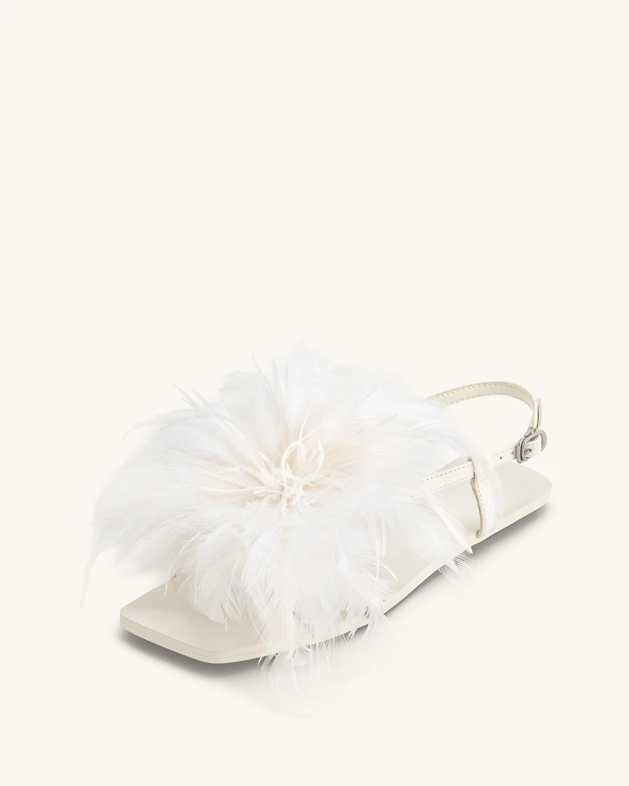 Flauschige Flachsandalen - Weiß - Image 4