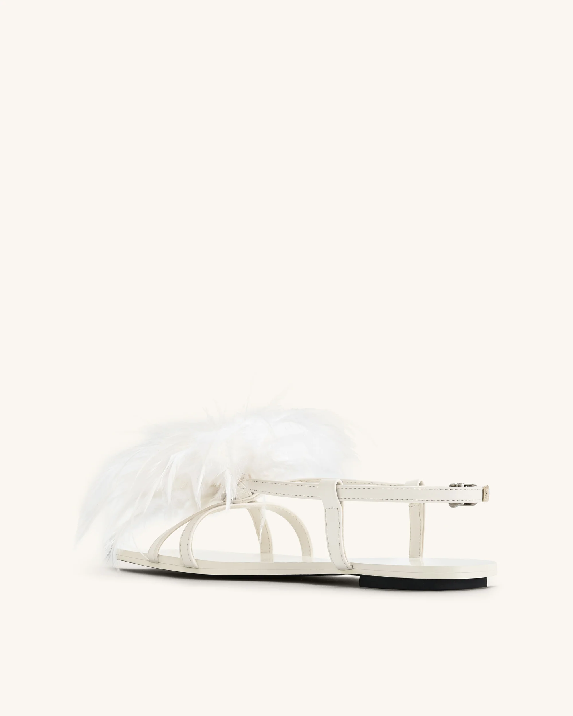 Flauschige Flachsandalen - Weiß - Image 5