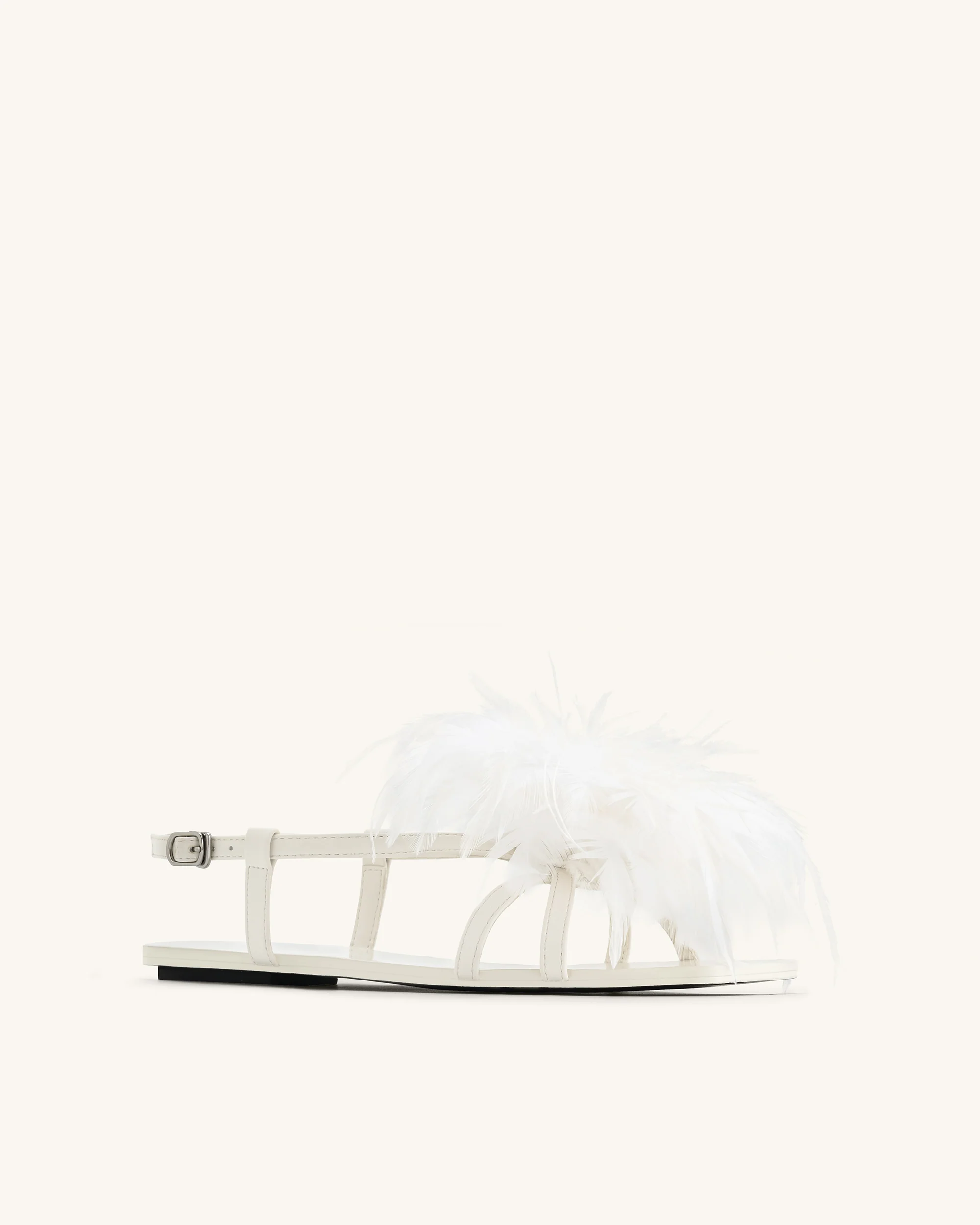 Flauschige Flachsandalen - Weiß - Image 6