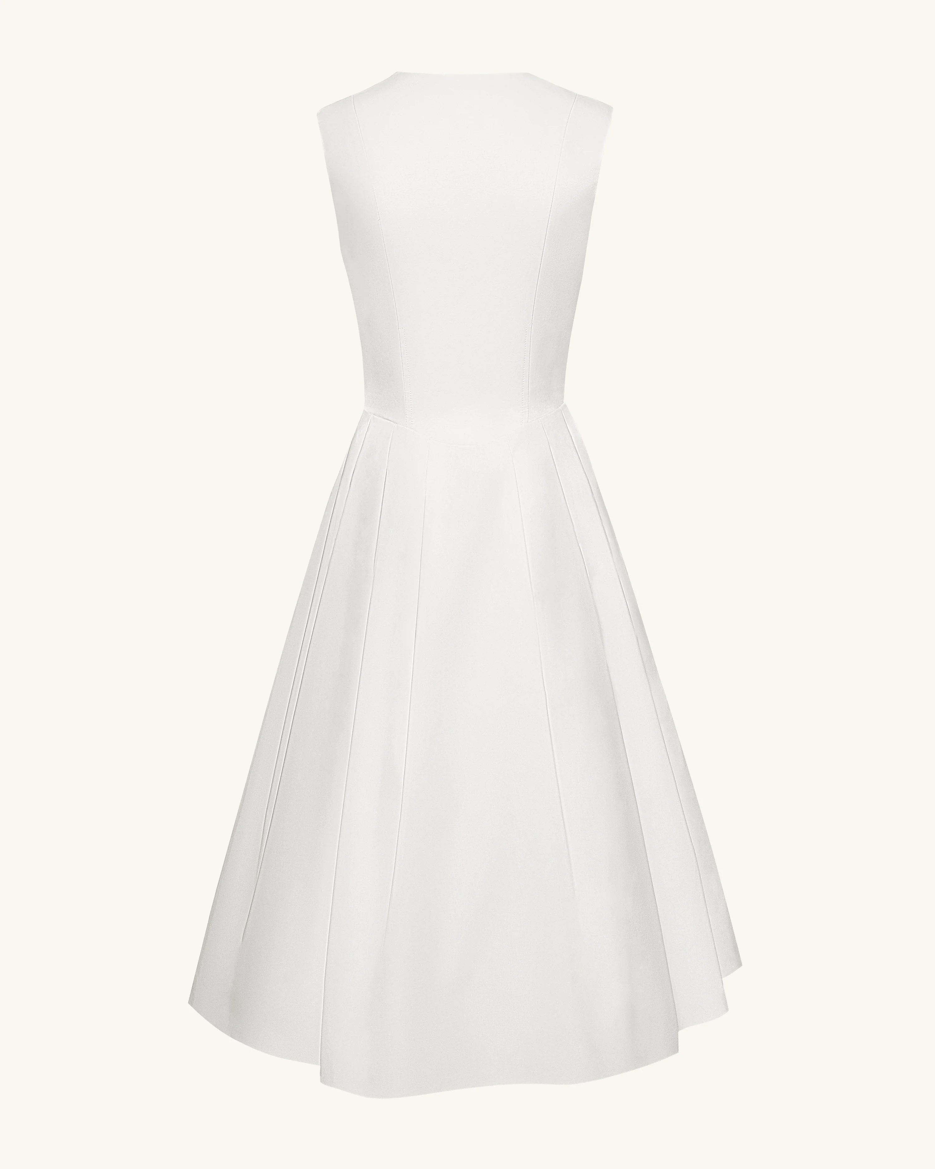 Plissiertes Midikleid mit V-Ausschnitt vorne - Weiß - Image 6