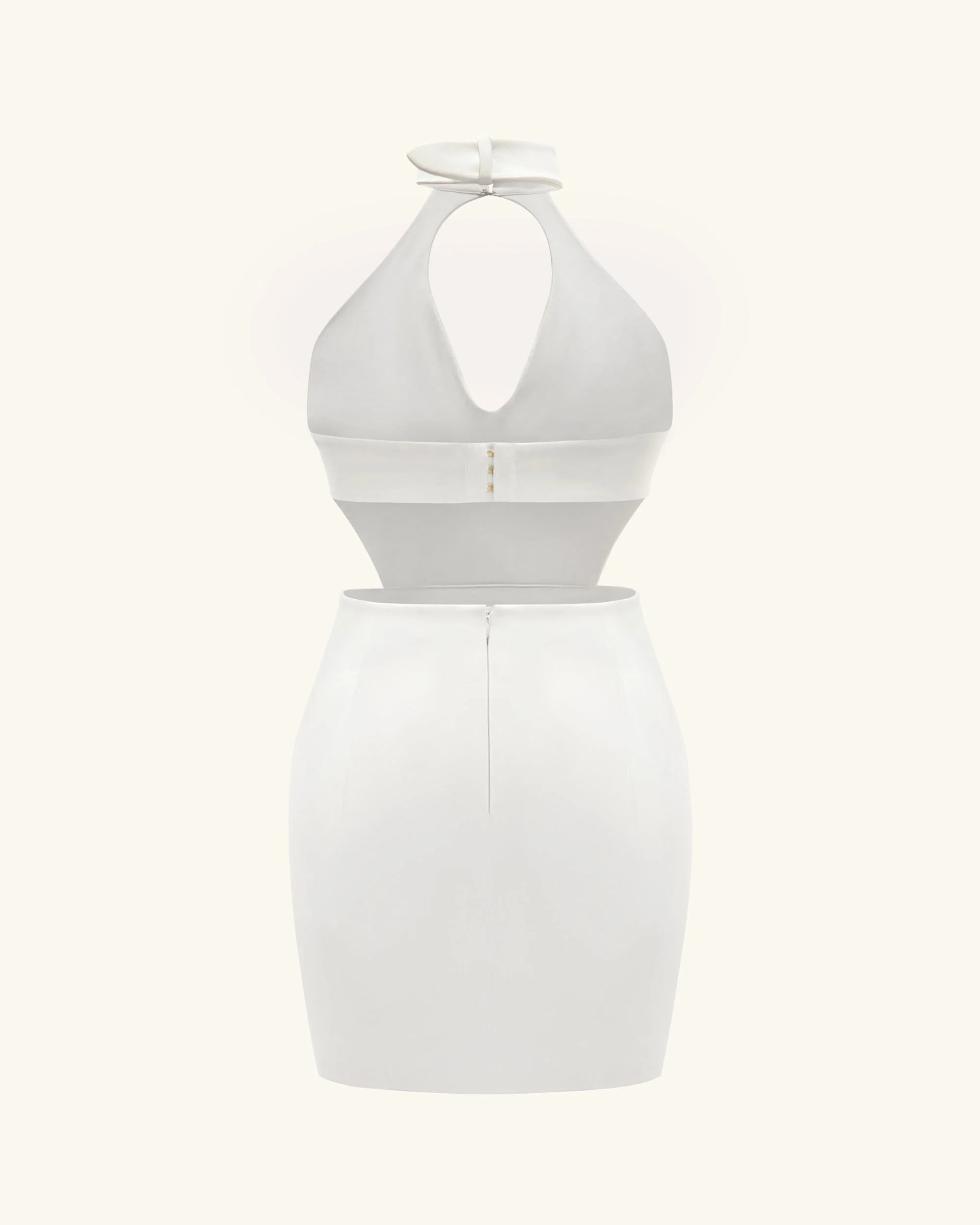 Gabriella Minikleid mit Cut-Outs und Bindegürtel – Elfenbein - Image 4