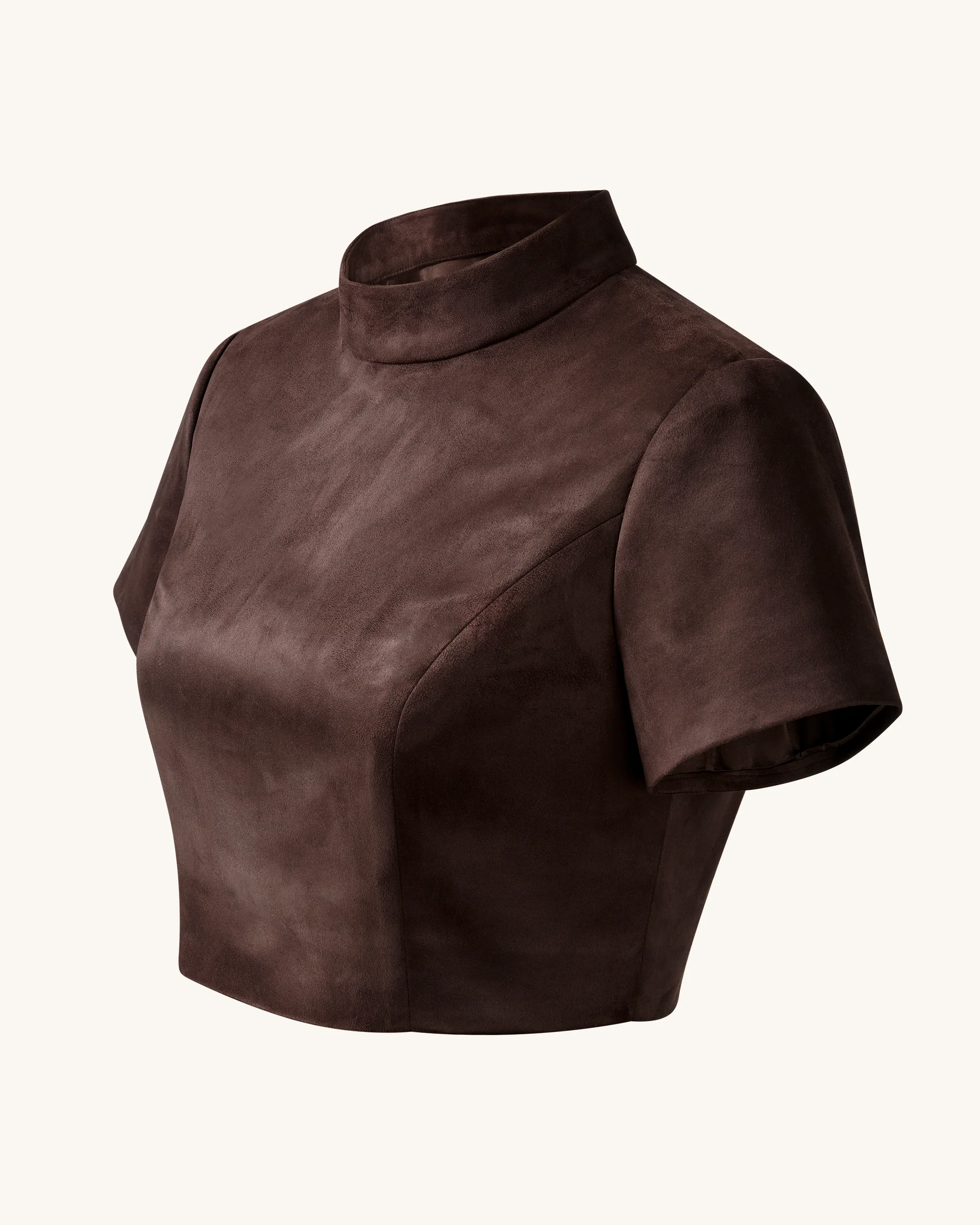 Grace Zweiteiliges Set aus Kunstwildleder - Crop-Top und Minirock - Schokoladenbraun - Image 6