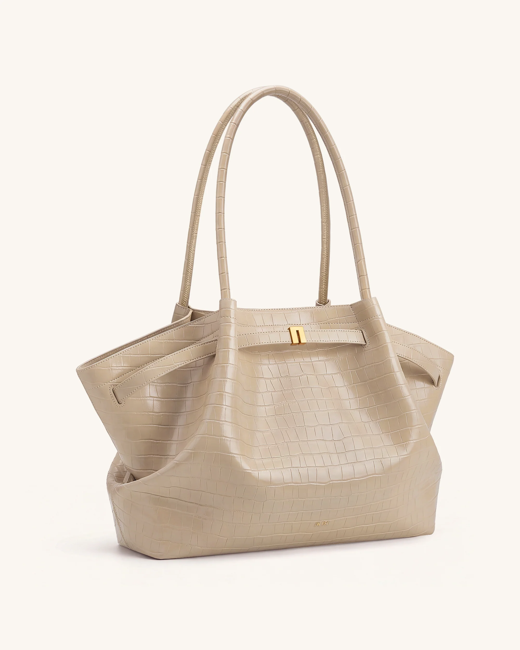 Hana Große Tote Bag - Elefantengraue Kroko-Optik - Image 2